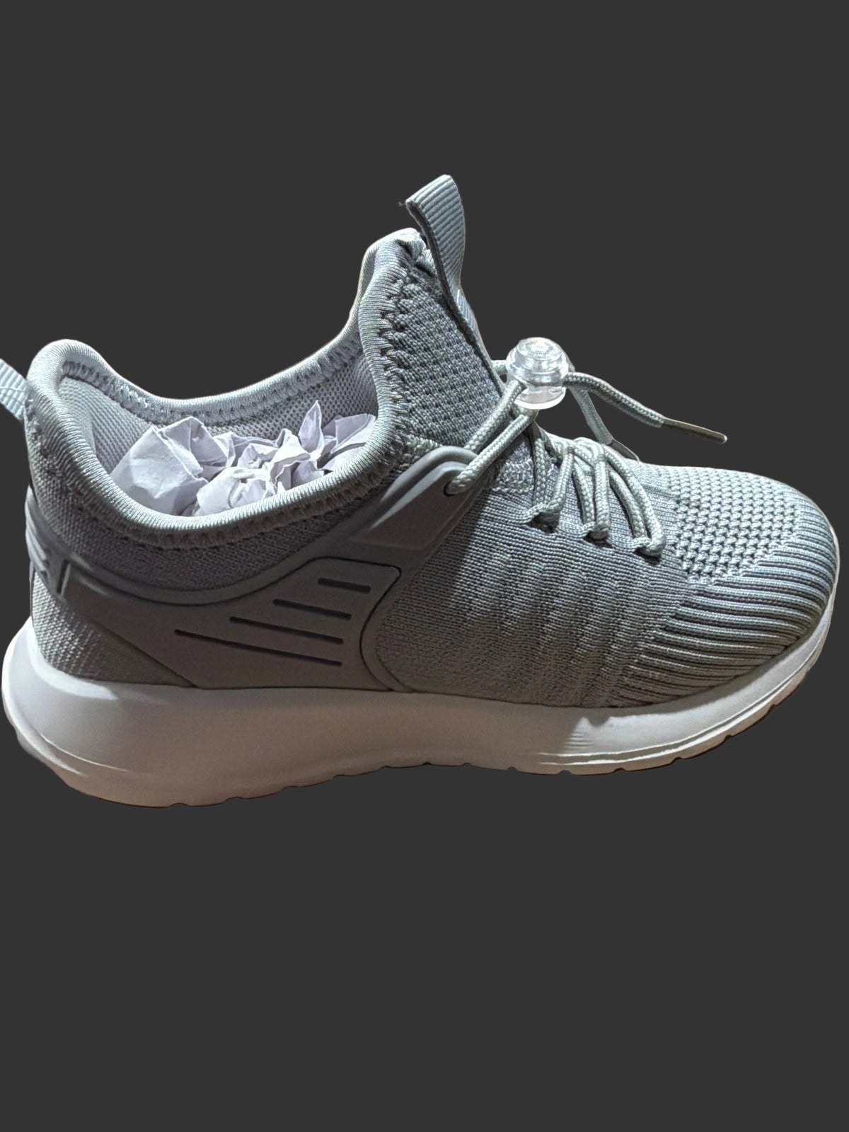 Women’s Gray Knit Adjustable Bungee-Lace Sneakers
