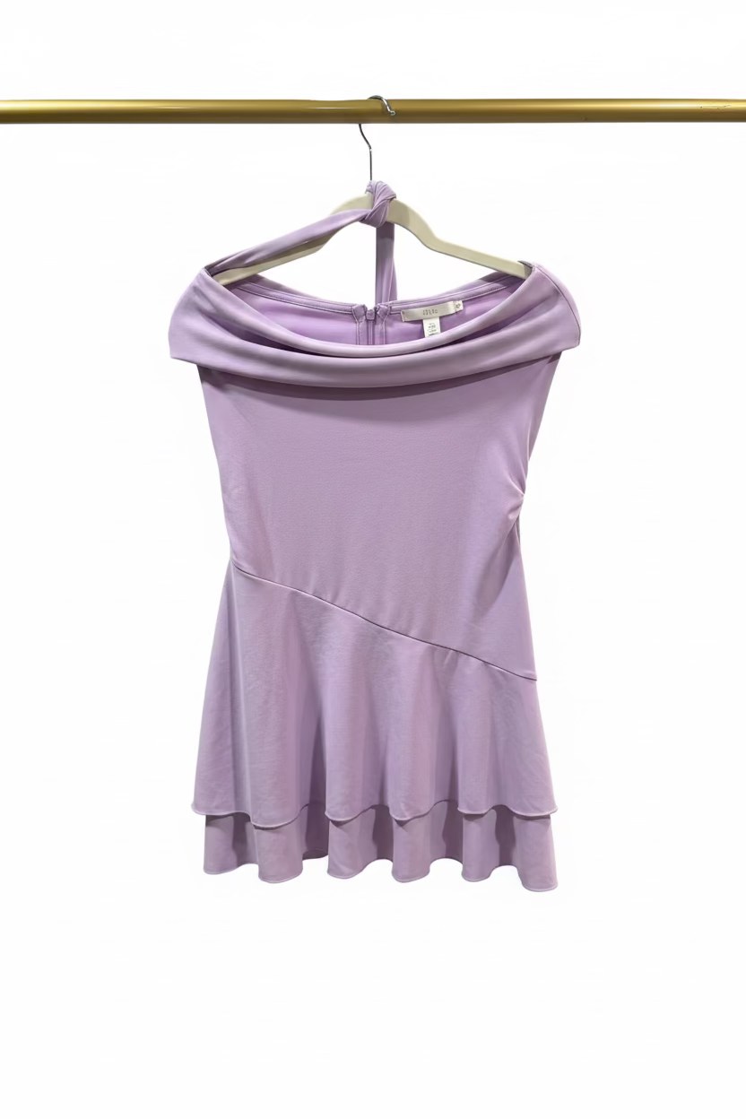 Women’s Lavender One-Shoulder Tiered-Ruffle Mini Dress