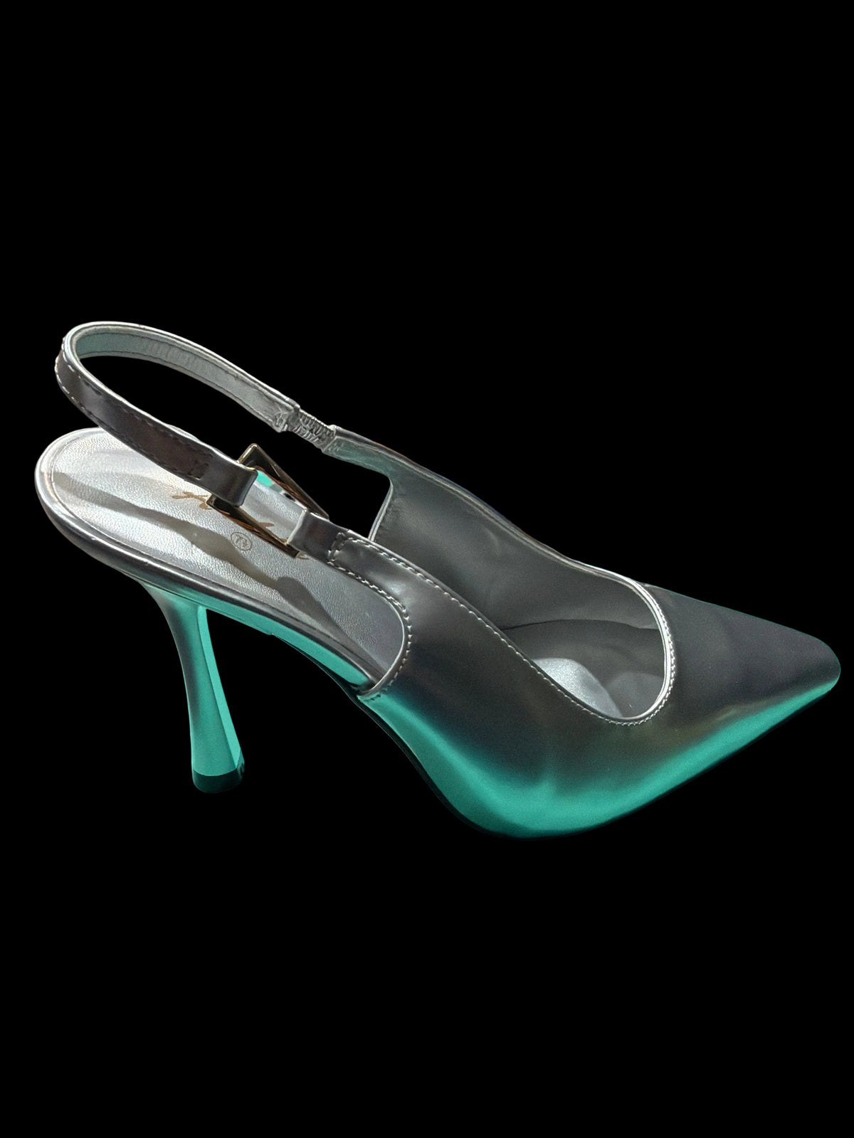 Women’s Metallic Silver Pointed-Toe Slingback Pumps
