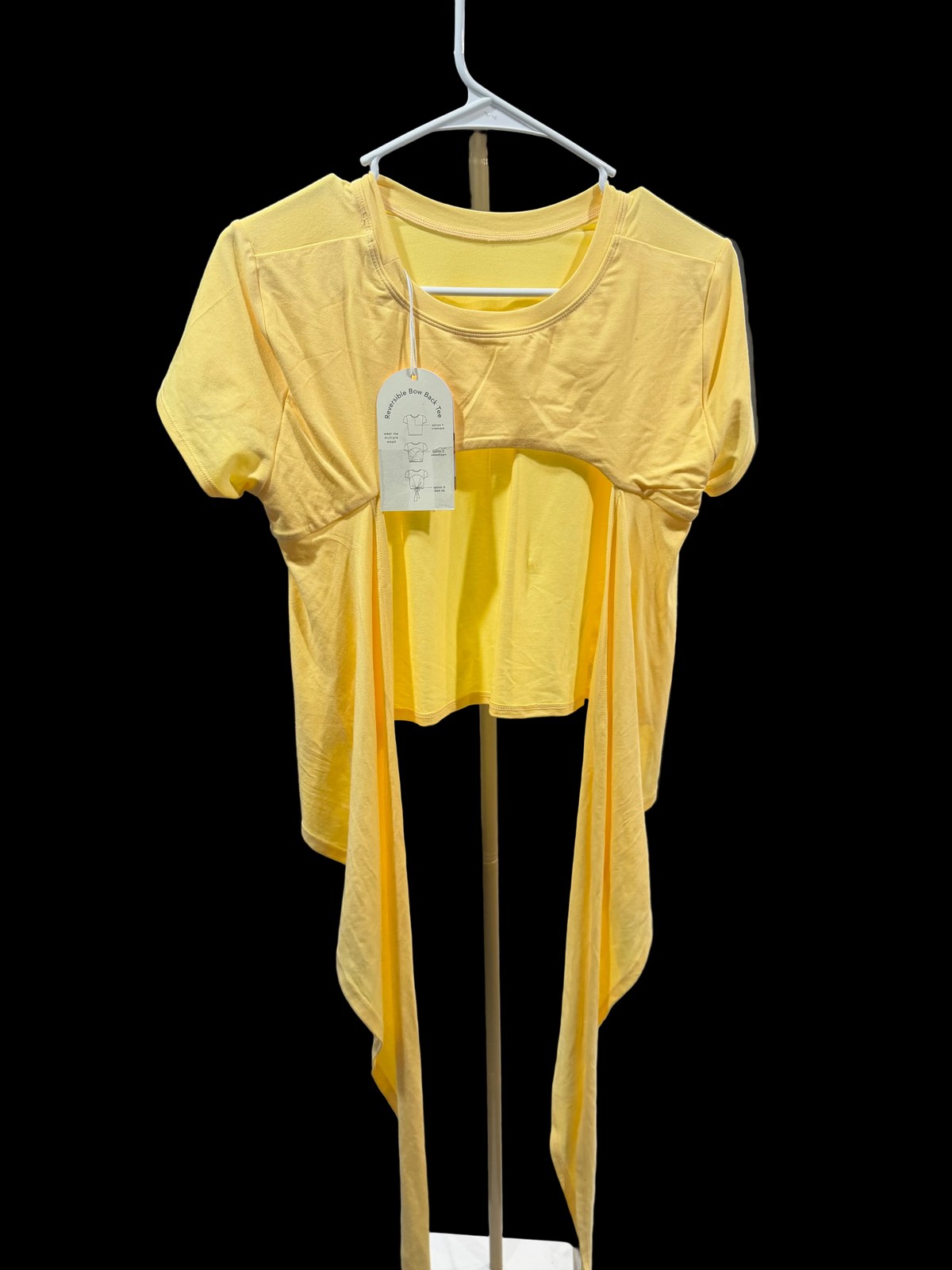 Women’s Yellow Reversible Bow-Back Short-Sleeve Top