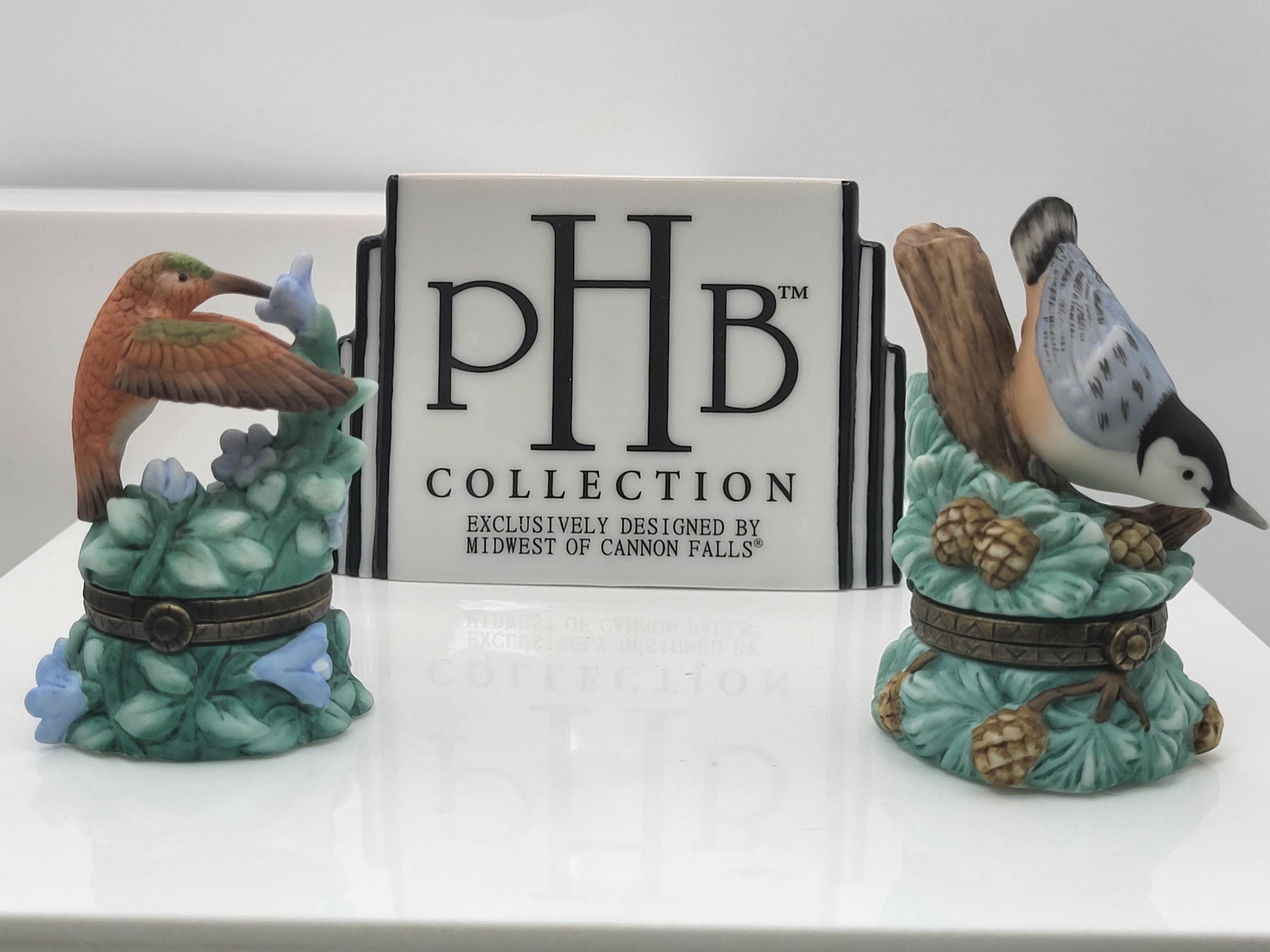 Vintage Midwest Bird Trinket Boxes, Set of 6, Hinged Porcelain view 2