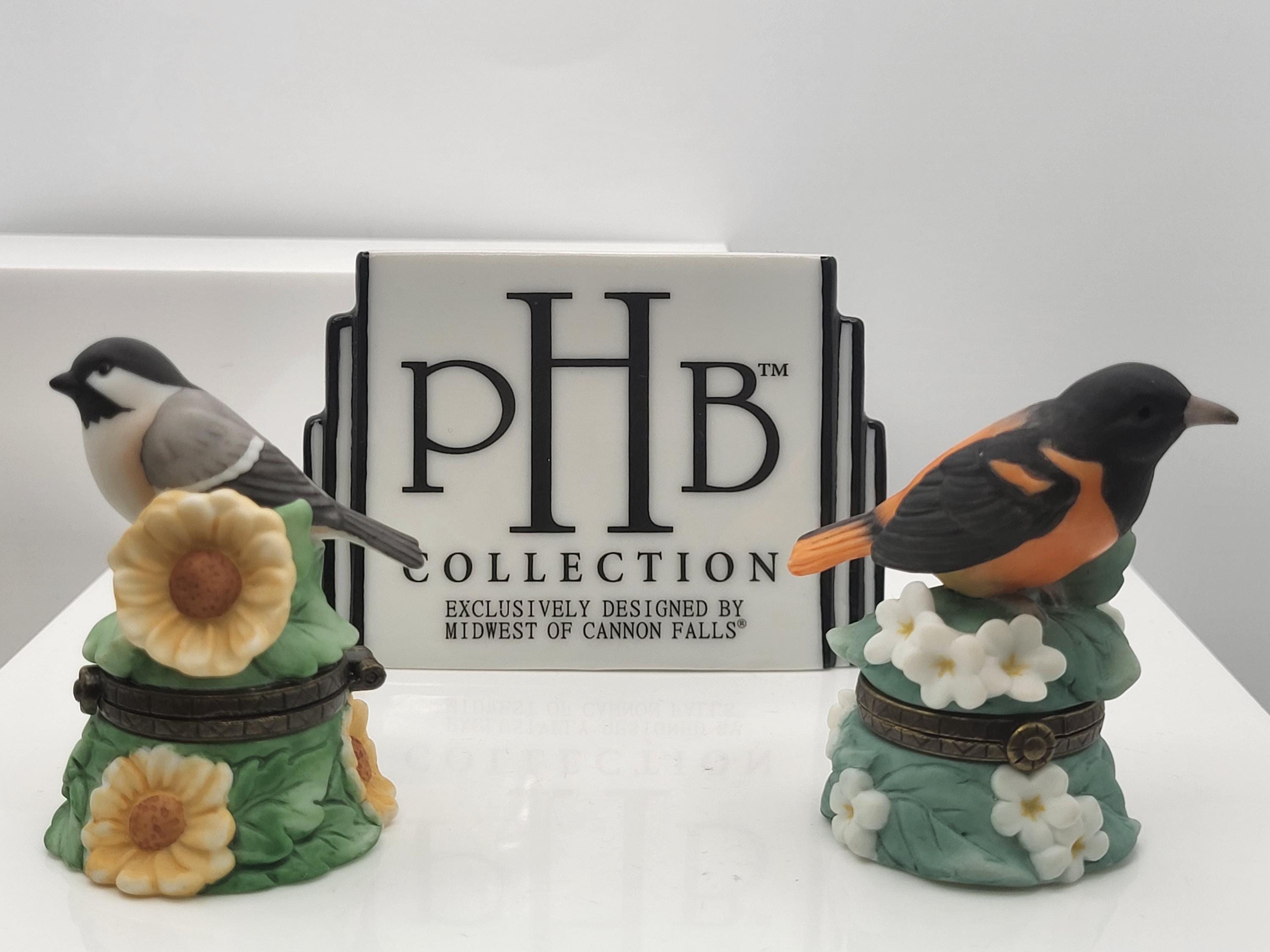 Vintage Midwest Bird Trinket Boxes, Set of 6, Hinged Porcelain view 5