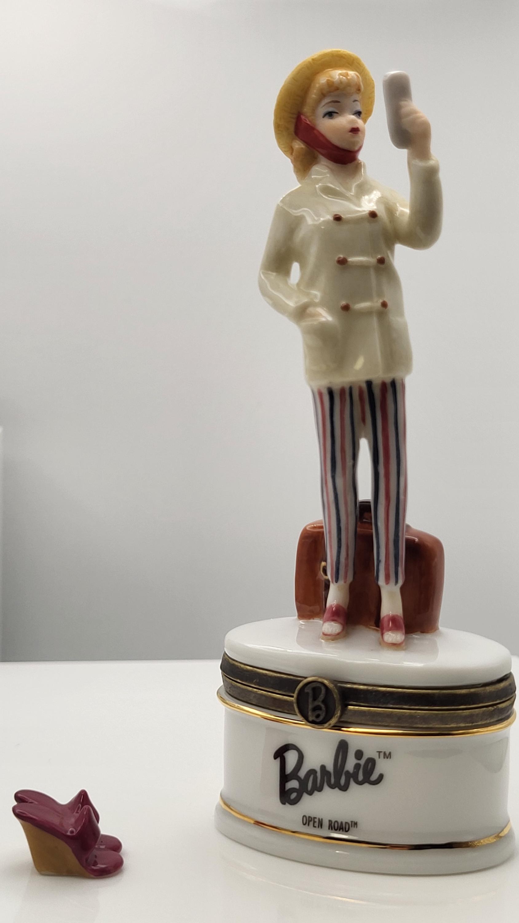 Open road Barbie porcelain hinged box with shoes trinket. Made by midwest of cannon falls. view 2