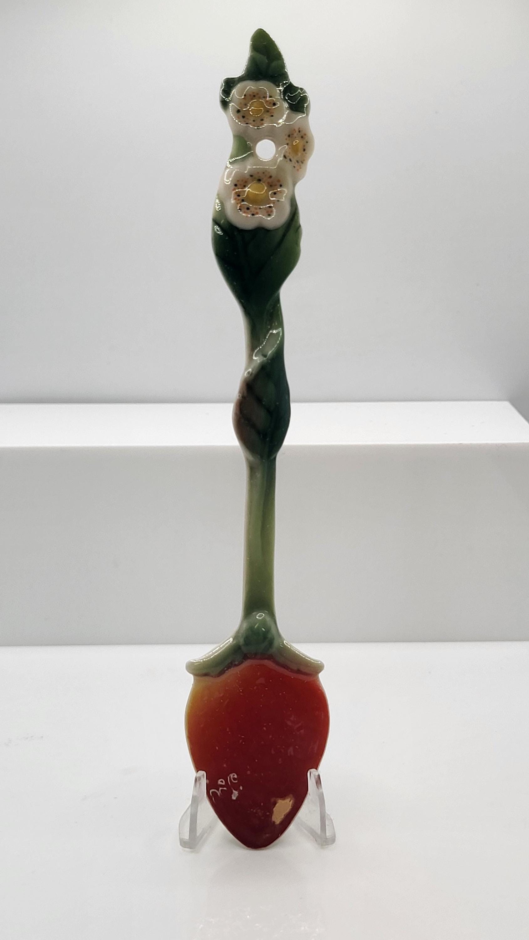 Franz porcelain set of three fruit spoons. Strawberry, cherry, and apple. view 3