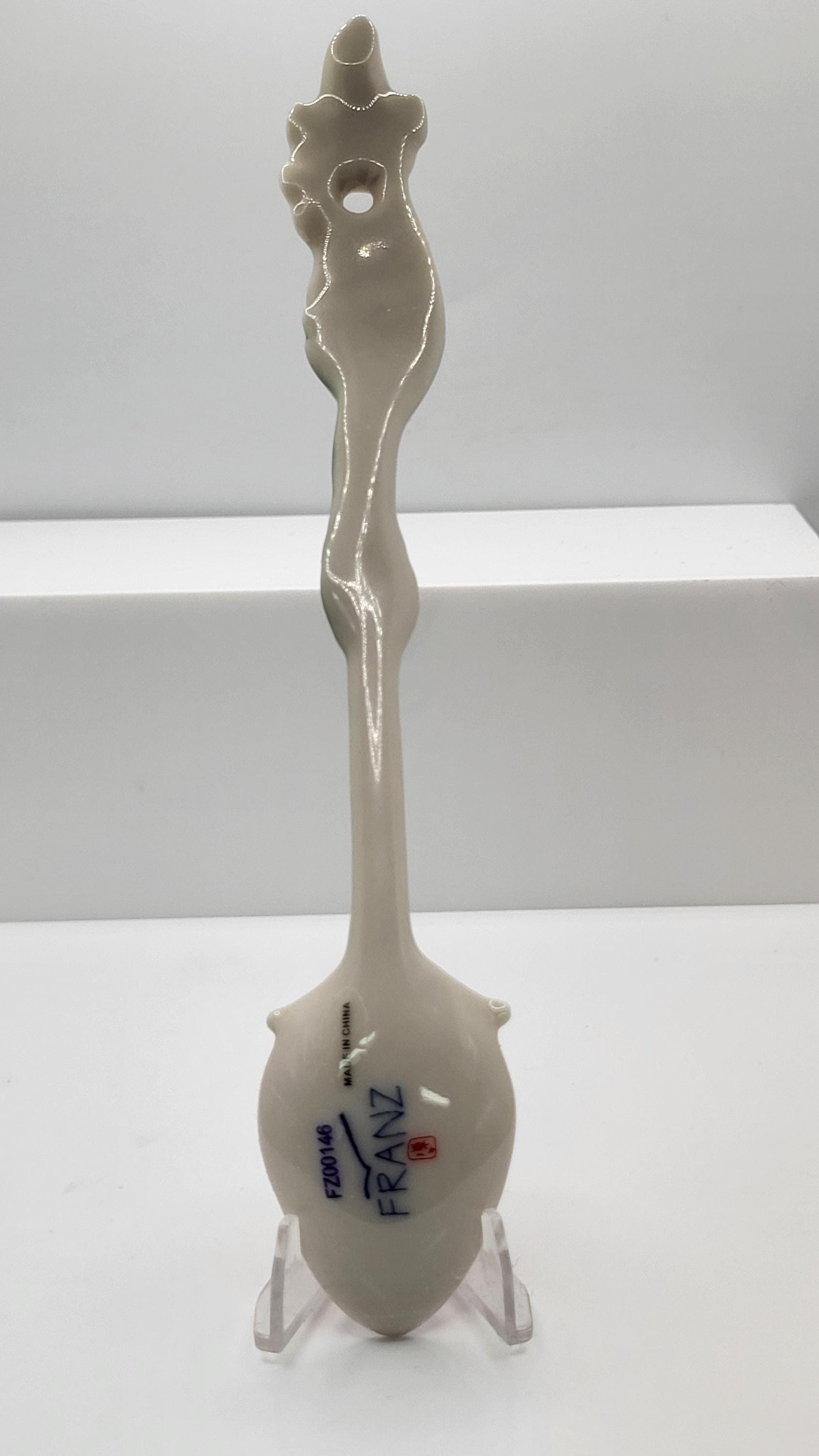 Franz porcelain set of three fruit spoons. Strawberry, cherry, and apple. view 4
