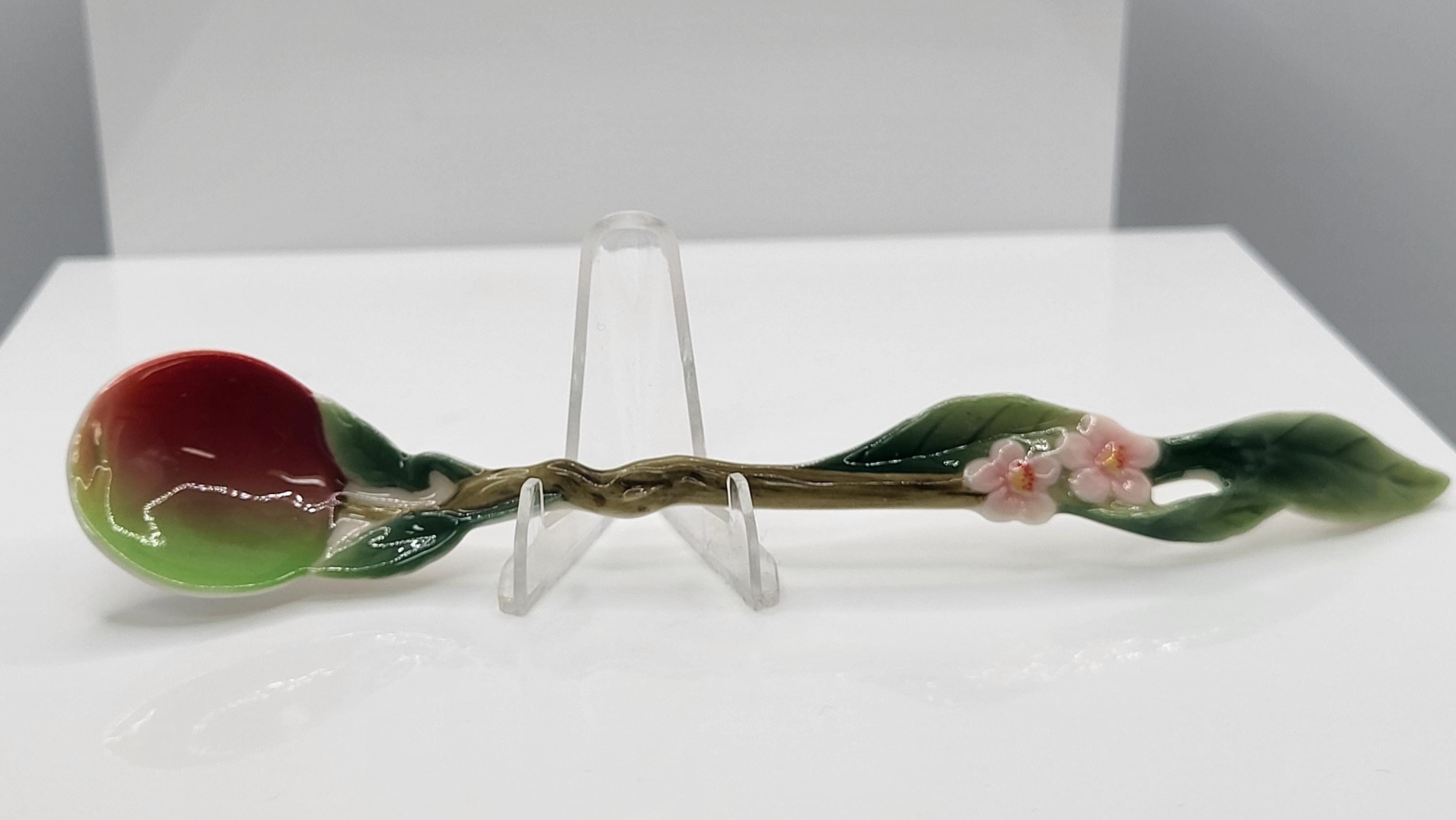 Franz porcelain set of three fruit spoons. Strawberry, cherry, and apple. view 7