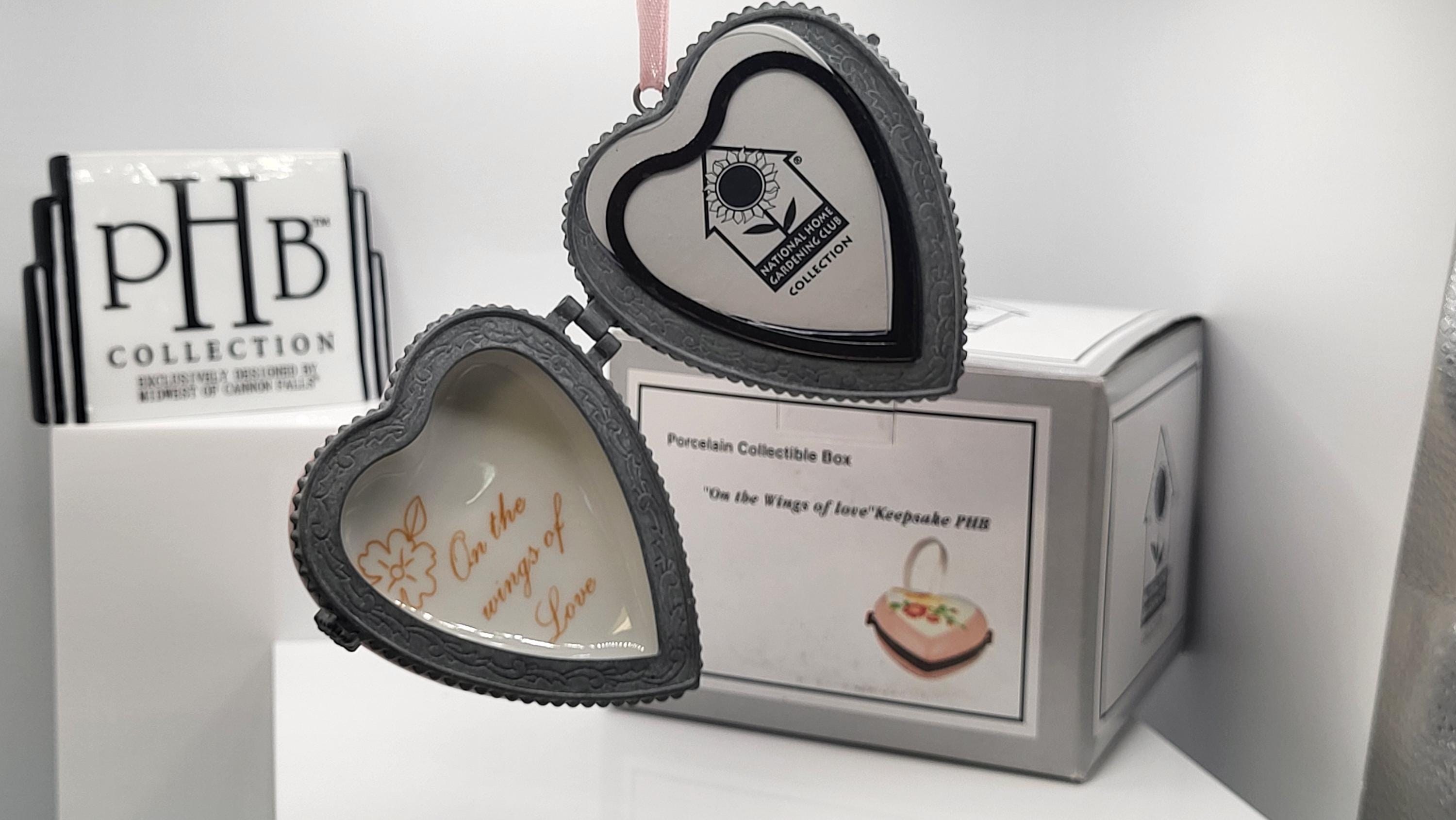 On the Wings of Love Keepsake Porcelain Hinged Box Made by National Home Gardening Club Collection. view 5