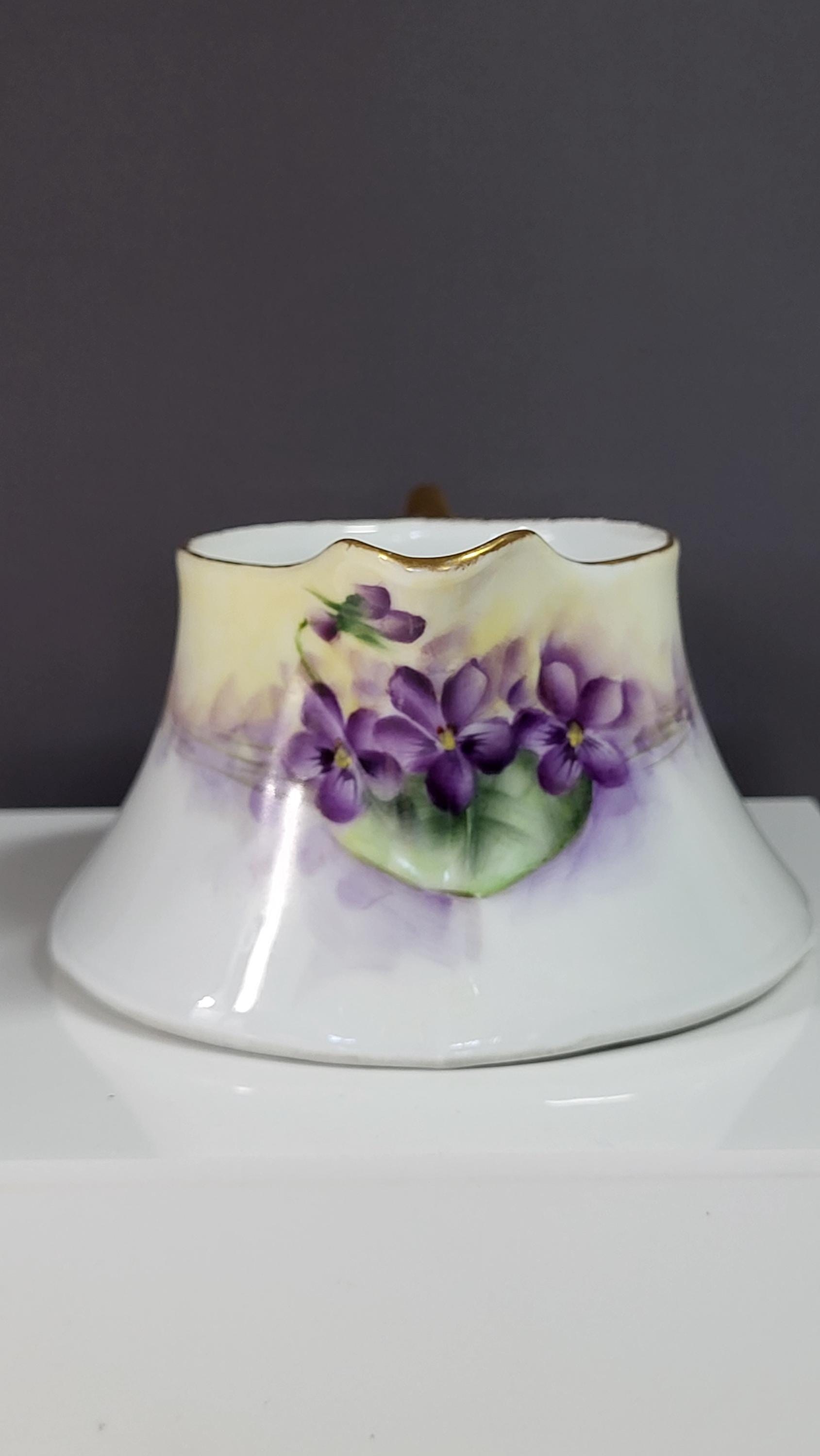 Vintage 1930's Sugar Bowl and Creamer Set. Hand-painted Violets by German Artist. Made by Z. S. and co. Bavaria. view 8