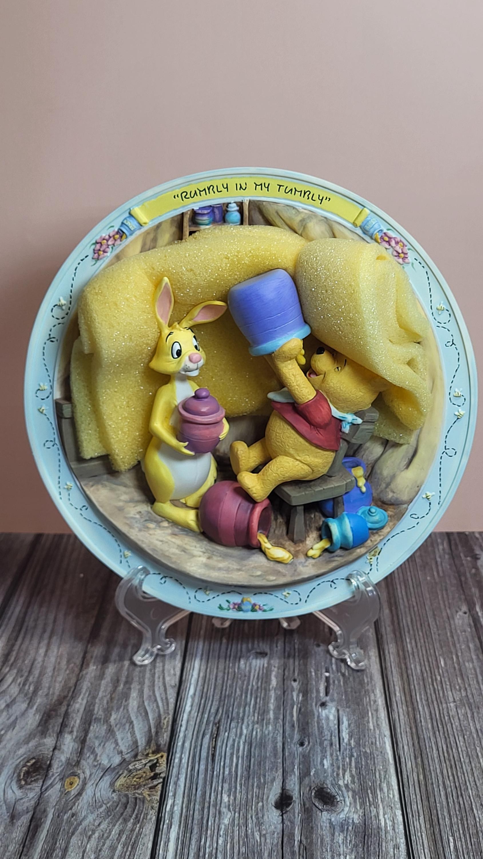 Bradford Exchange Winnie the Pooh "Rumbly in My Tumbly" 3D Collector Plate - 1996 Release - Original Packaging (No COA). view 3