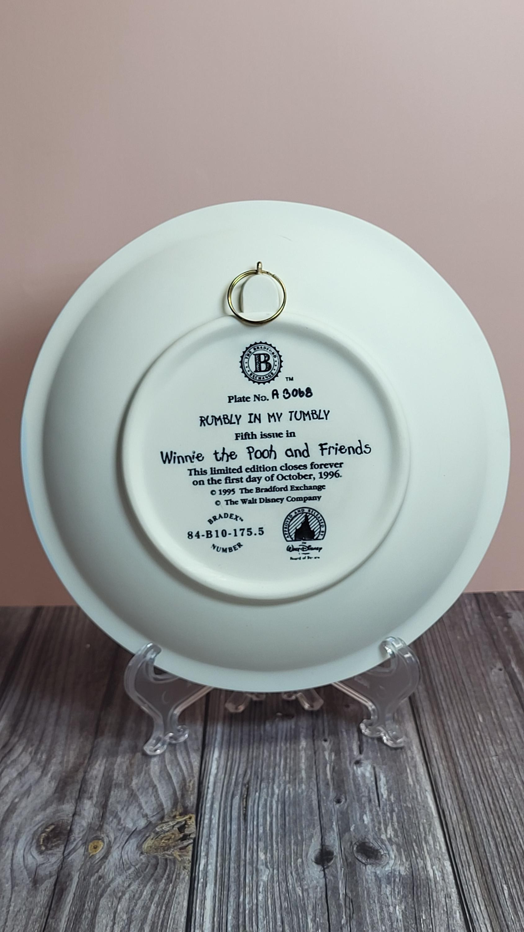 Bradford Exchange Winnie the Pooh "Rumbly in My Tumbly" 3D Collector Plate - 1996 Release - Original Packaging (No COA). view 9