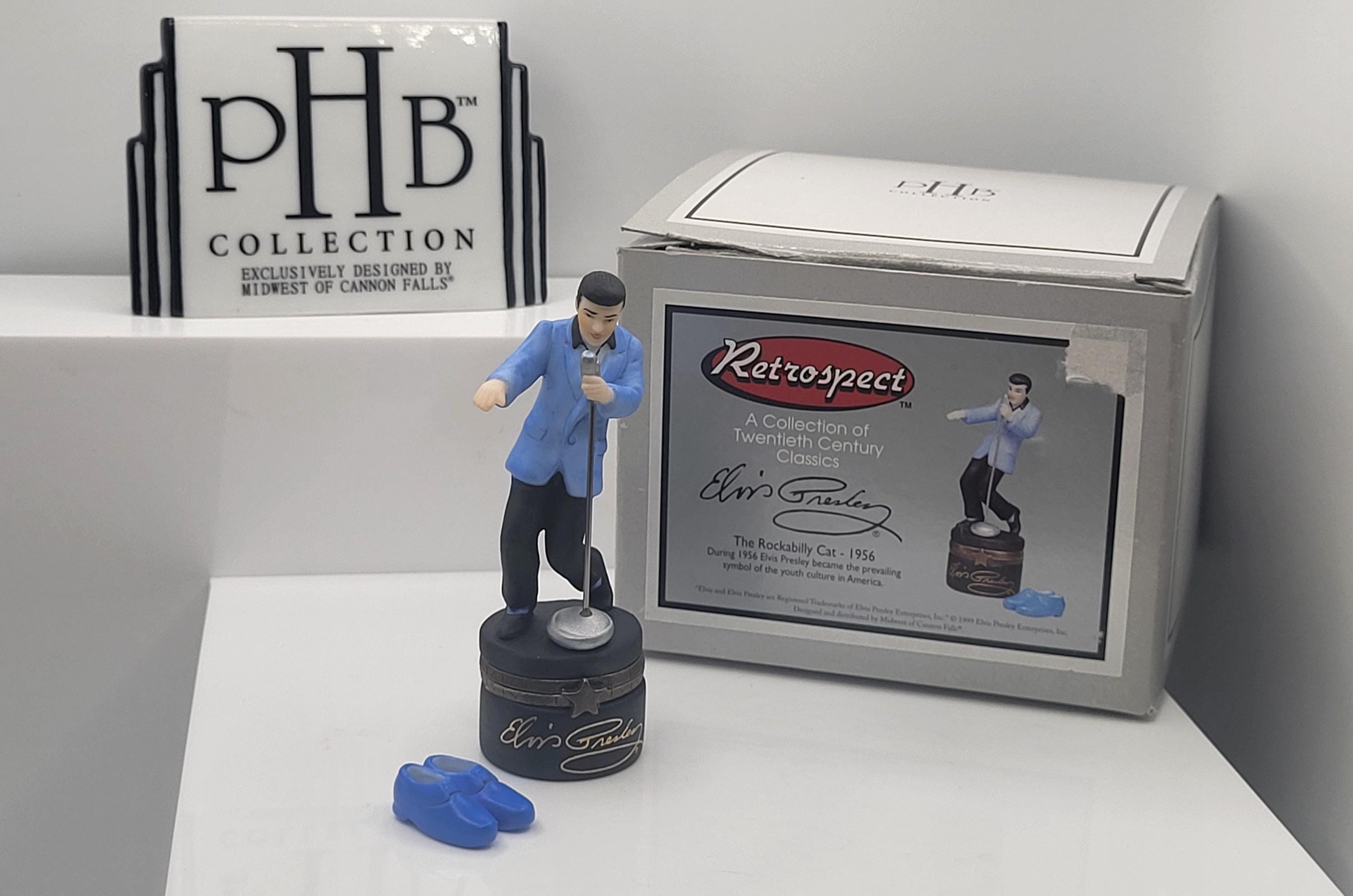 Elvis Presley "The Rockabilly Cat 1956" PHB Porcelain Hinged Box with Blue Suede Shoes Trinket by Midwest of Cannon Falls