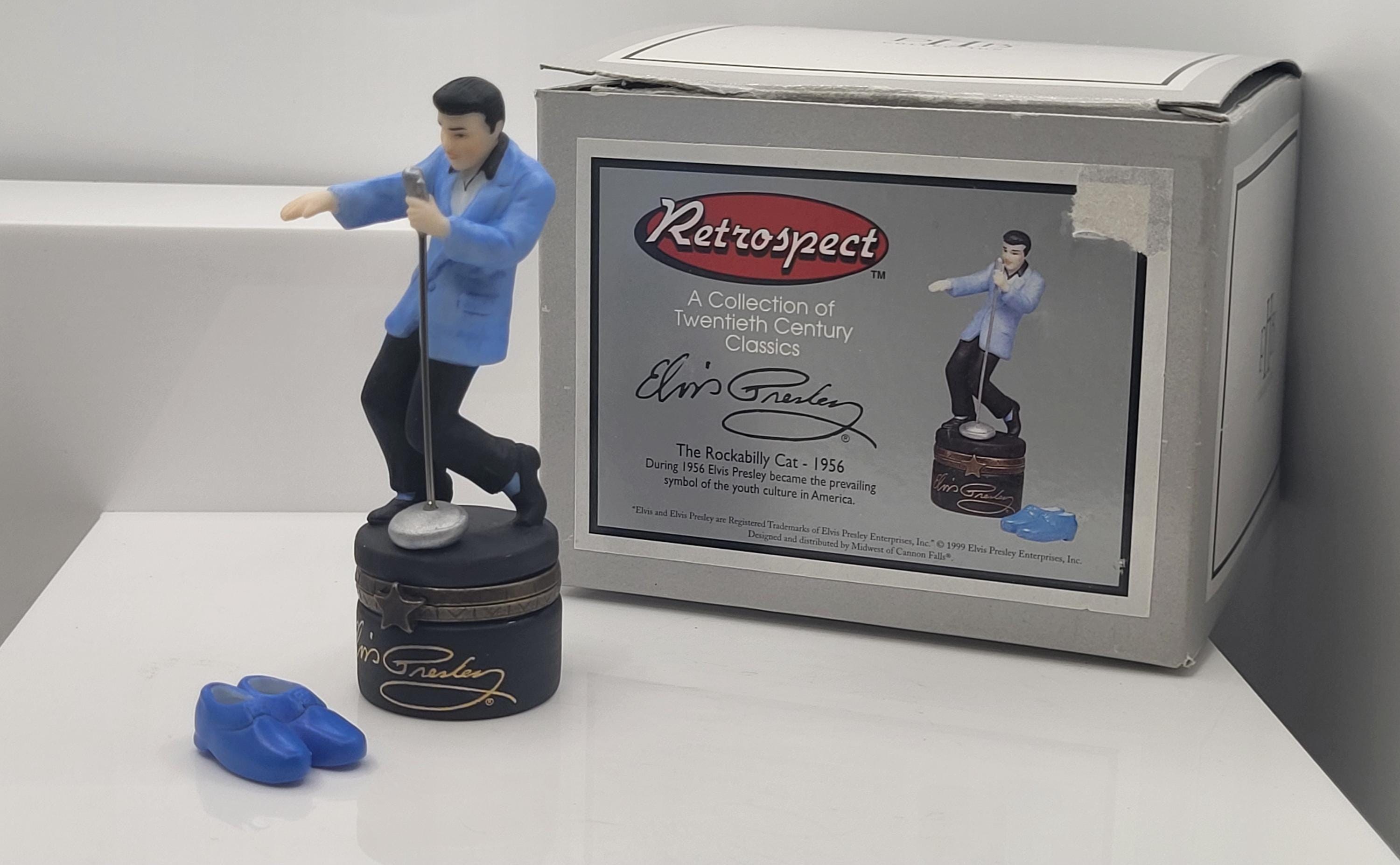 Elvis Presley "The Rockabilly Cat 1956" PHB Porcelain Hinged Box with Blue Suede Shoes Trinket by Midwest of Cannon Falls view 2