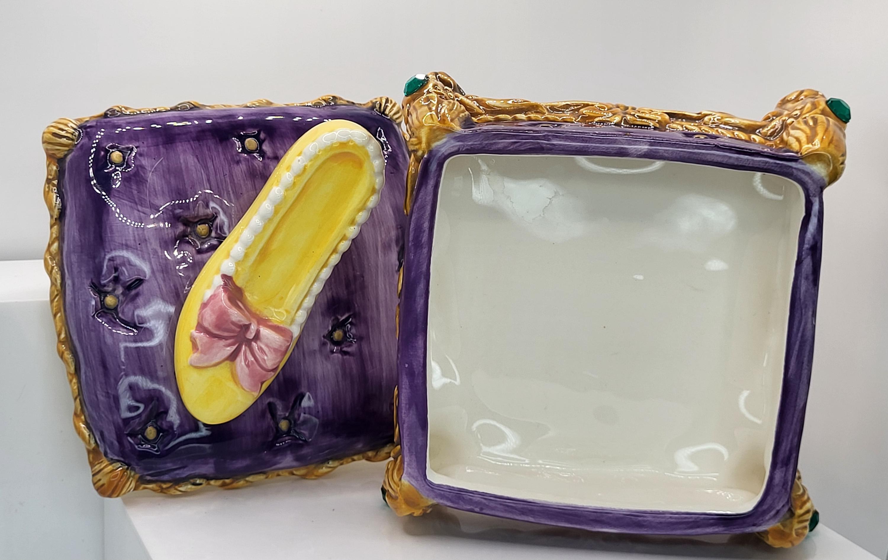 Rare 1995 Fitz & Floyd Cinderella Golden Slipper Porcelain Trinket Box view 4