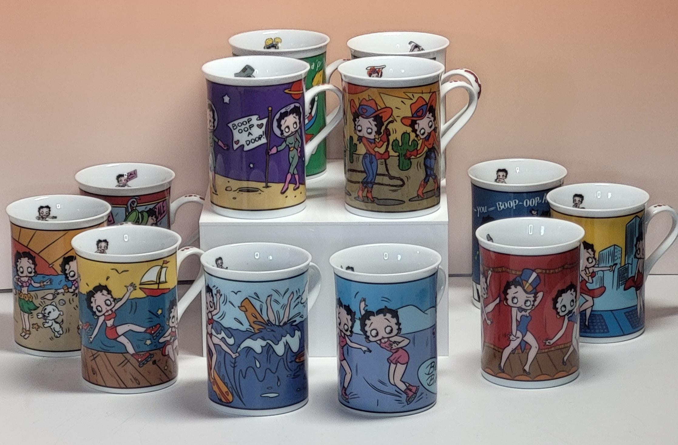 Vintage Betty Boop Danbury Mint Fine Porcelain Collector Mug Set of 12 with COA - Perfect Condition view 2