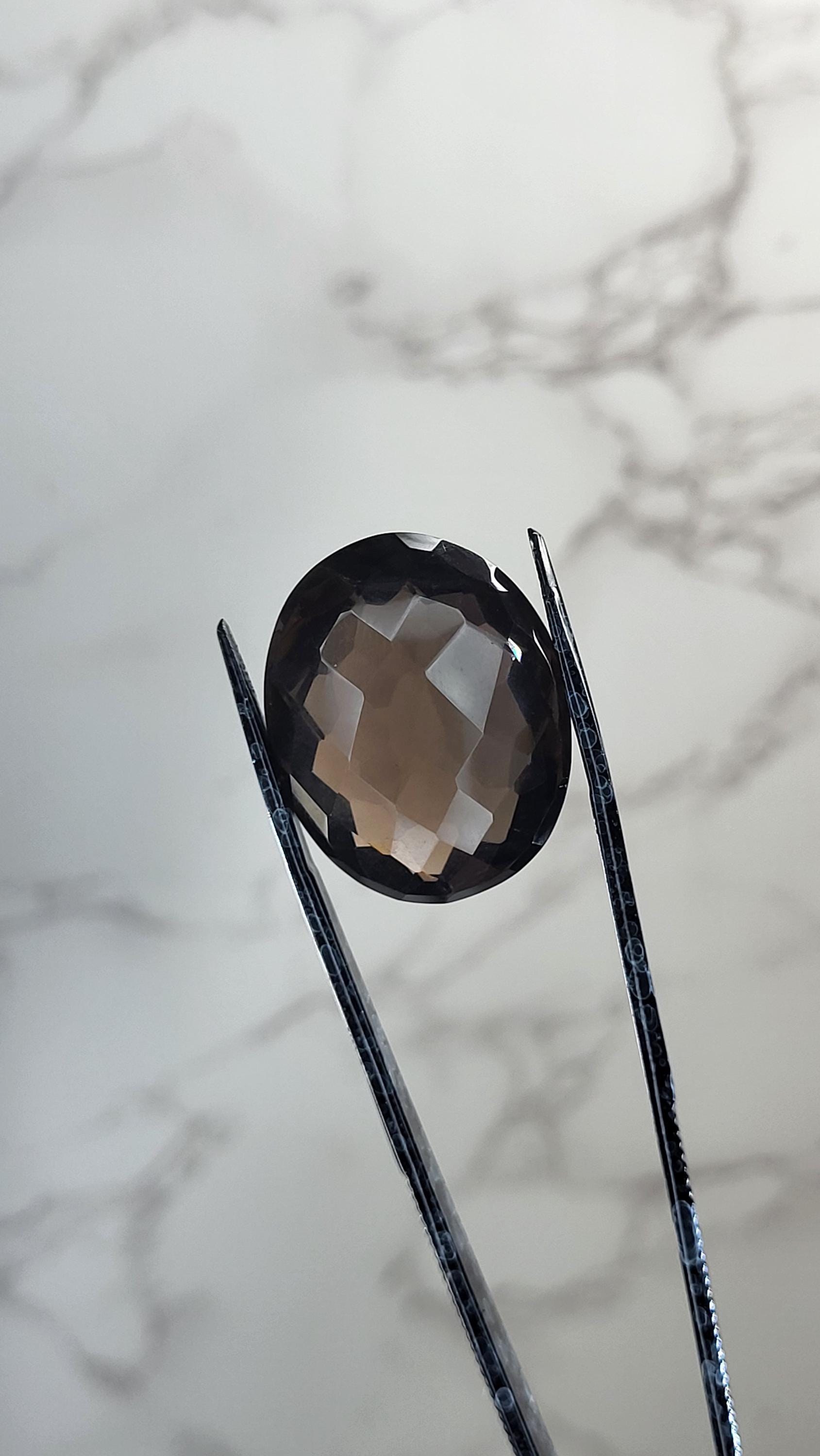 Unique 61.165 Smoky Quartz Faceted Stone view 3