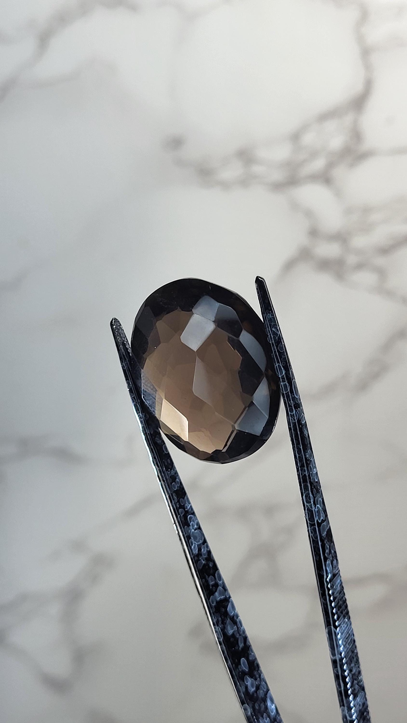Unique 61.165 Smoky Quartz Faceted Stone view 4
