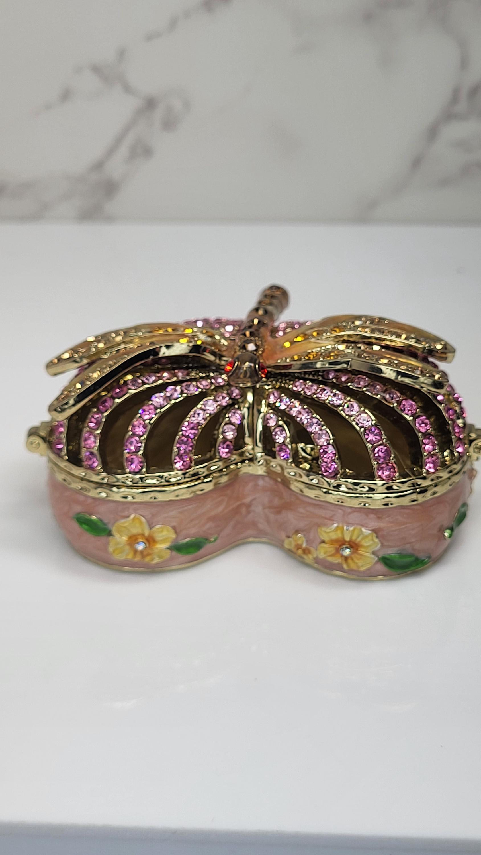 Ornate Vintage Dragonfly Trinket Box view 2