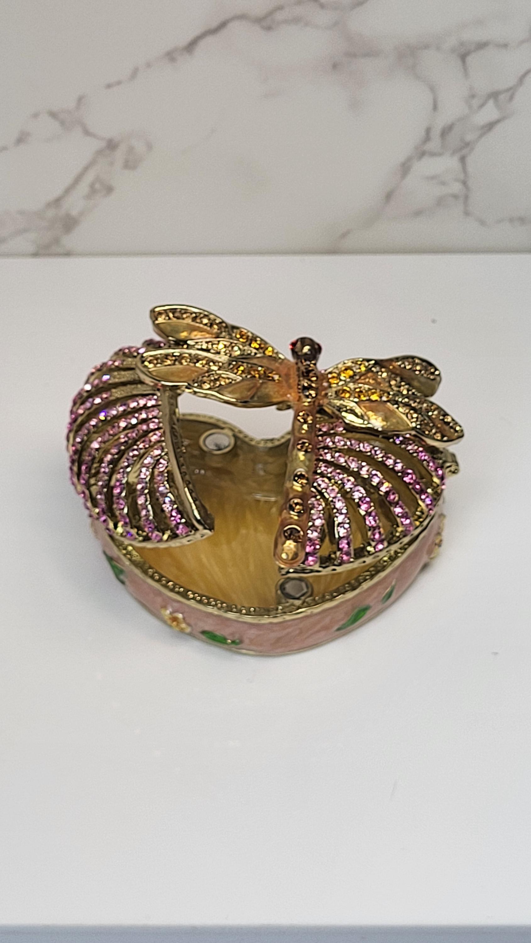 Ornate Vintage Dragonfly Trinket Box view 8