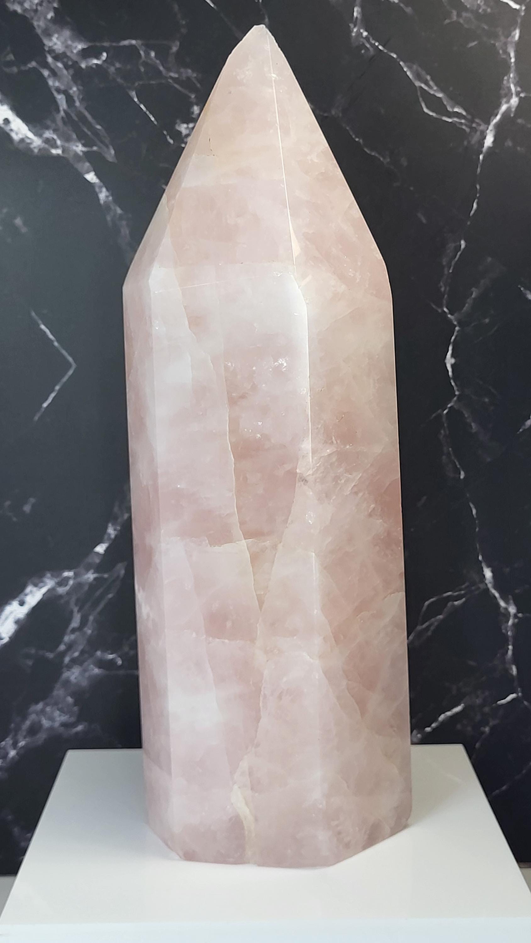 Rare Vintage Rose Quartz Tower view 2