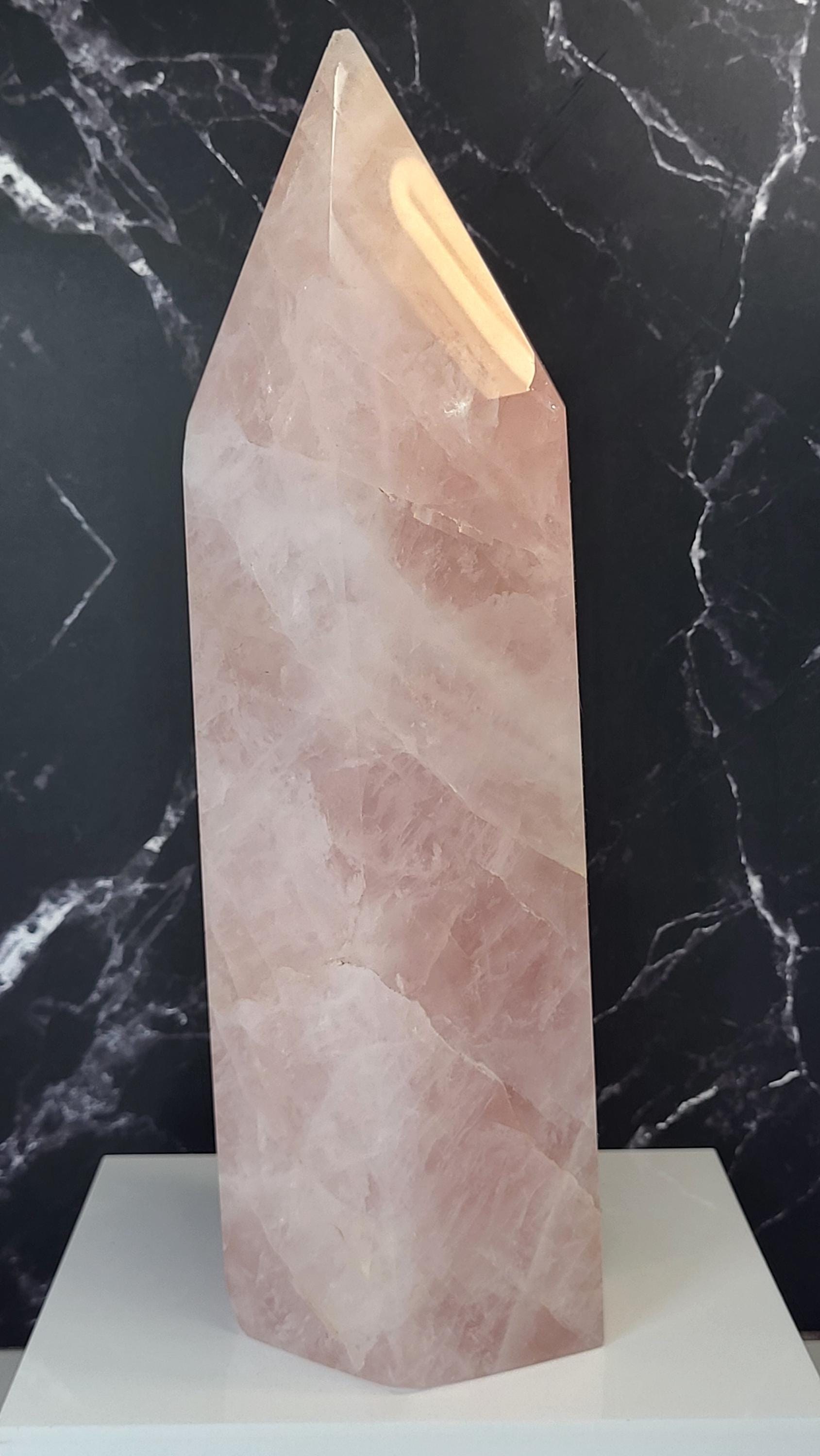 Rare Vintage Rose Quartz Tower view 3