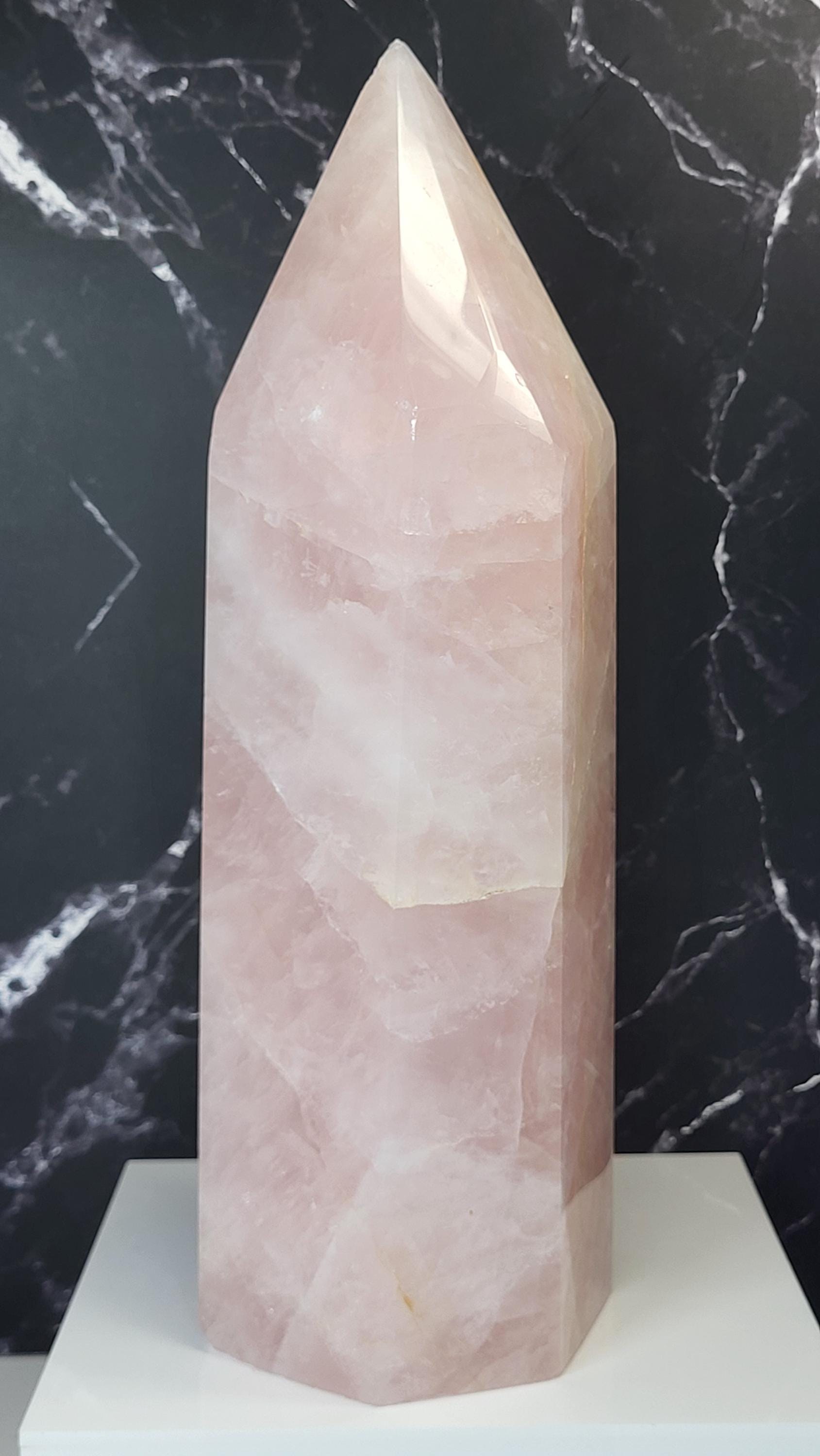 Rare Vintage Rose Quartz Tower view 4