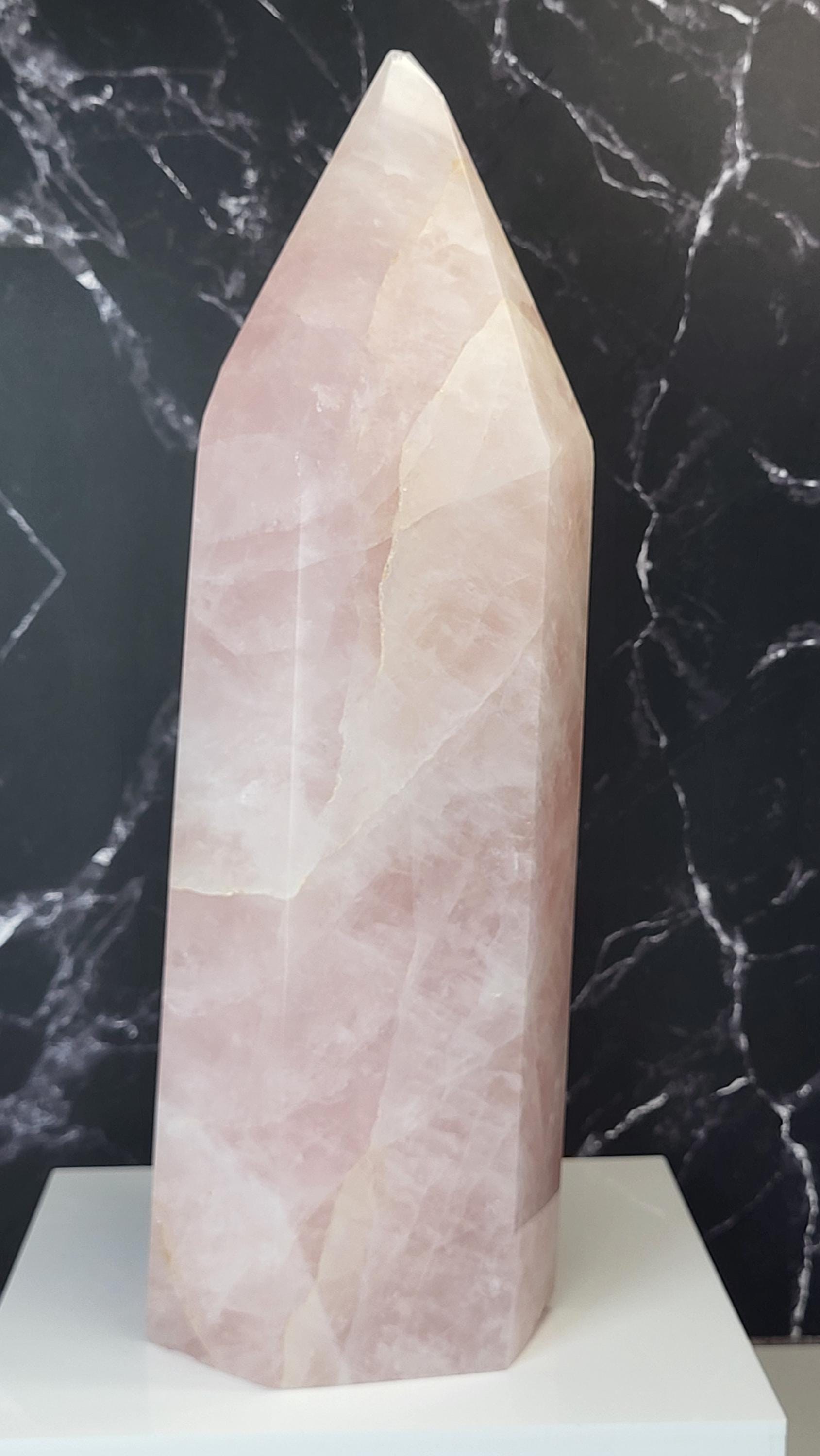 Rare Vintage Rose Quartz Tower view 5