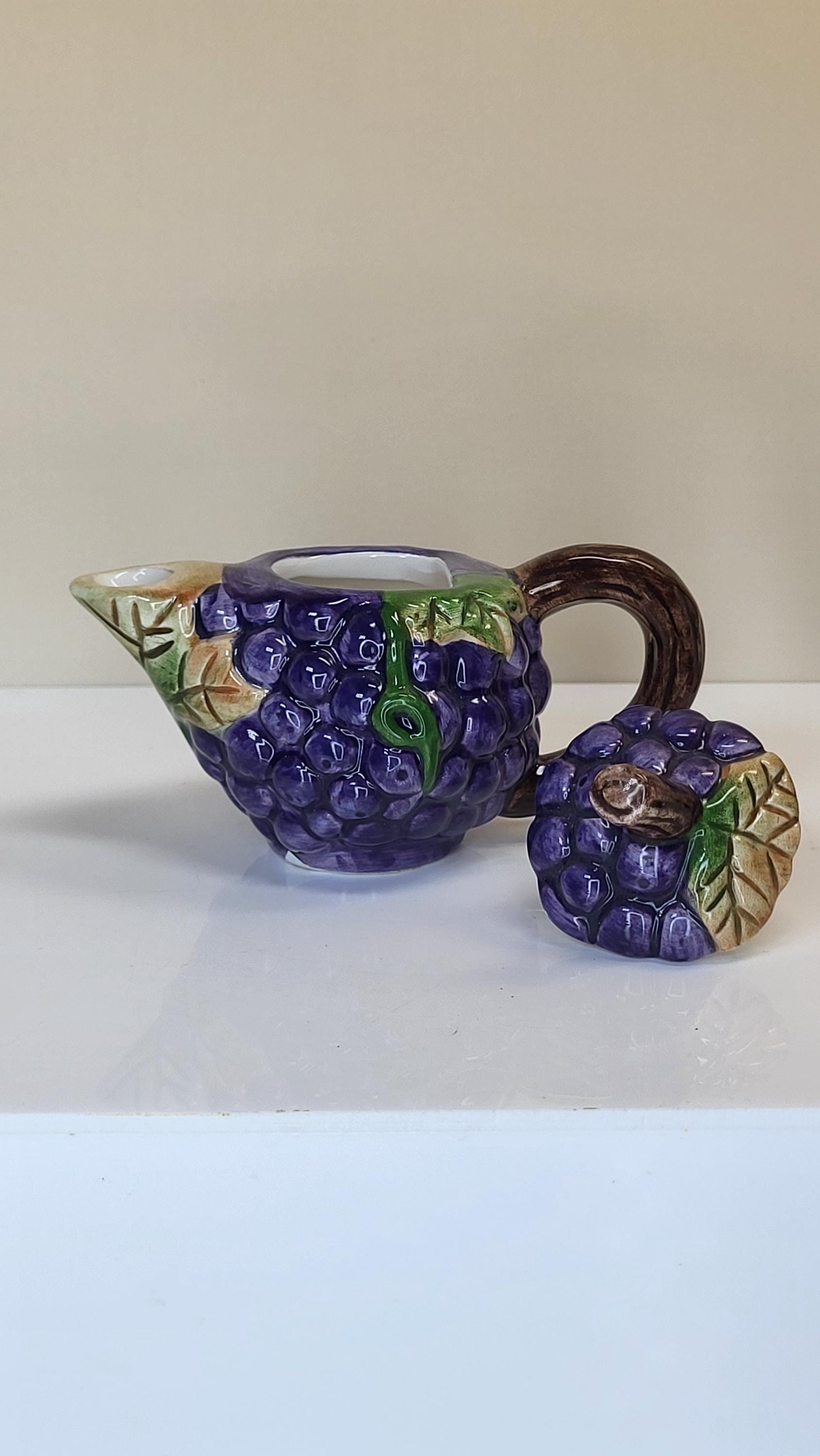 Vintage Hand-Painted Miniature Grape Teapot view 2
