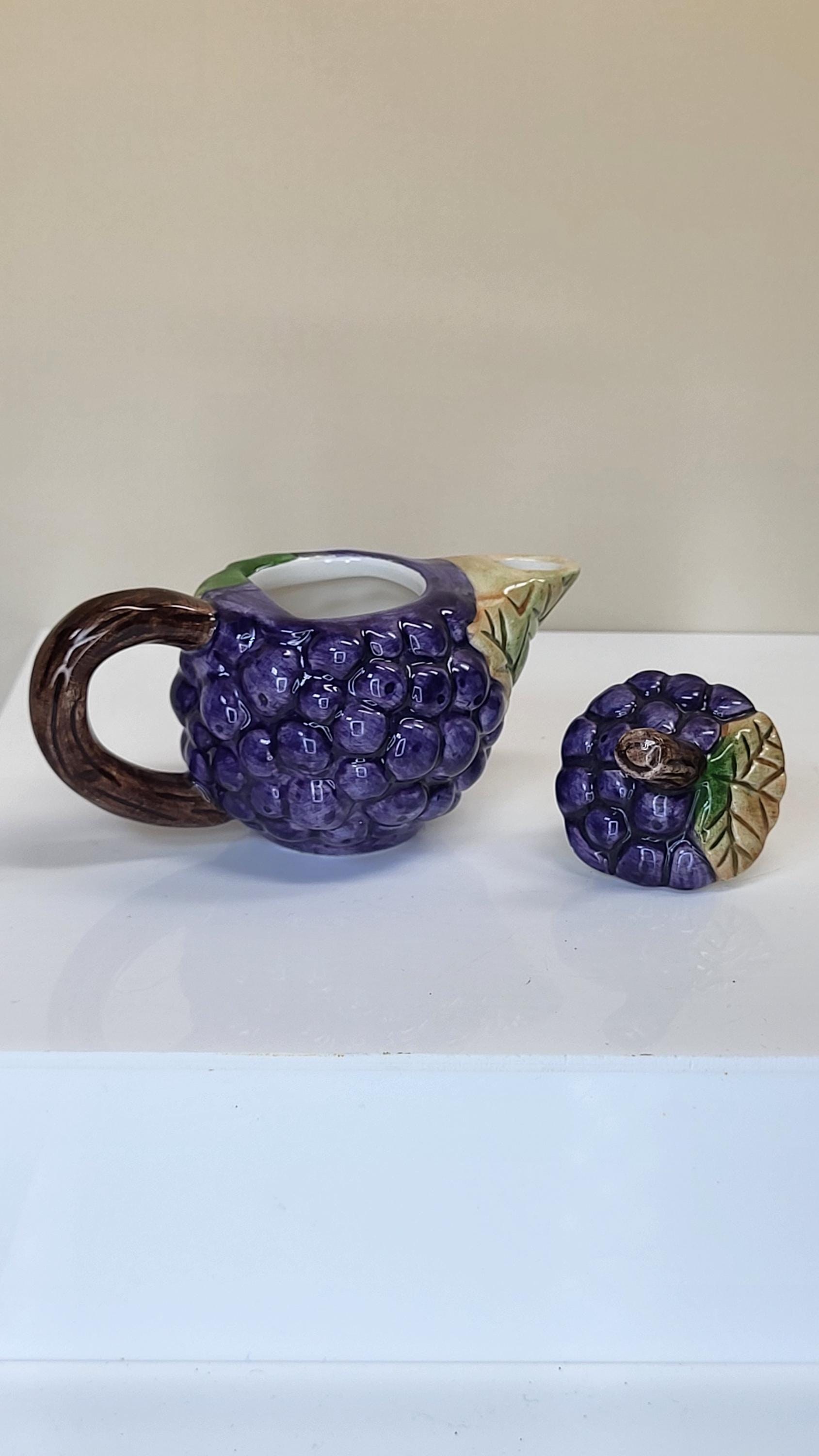 Vintage Hand-Painted Miniature Grape Teapot view 3