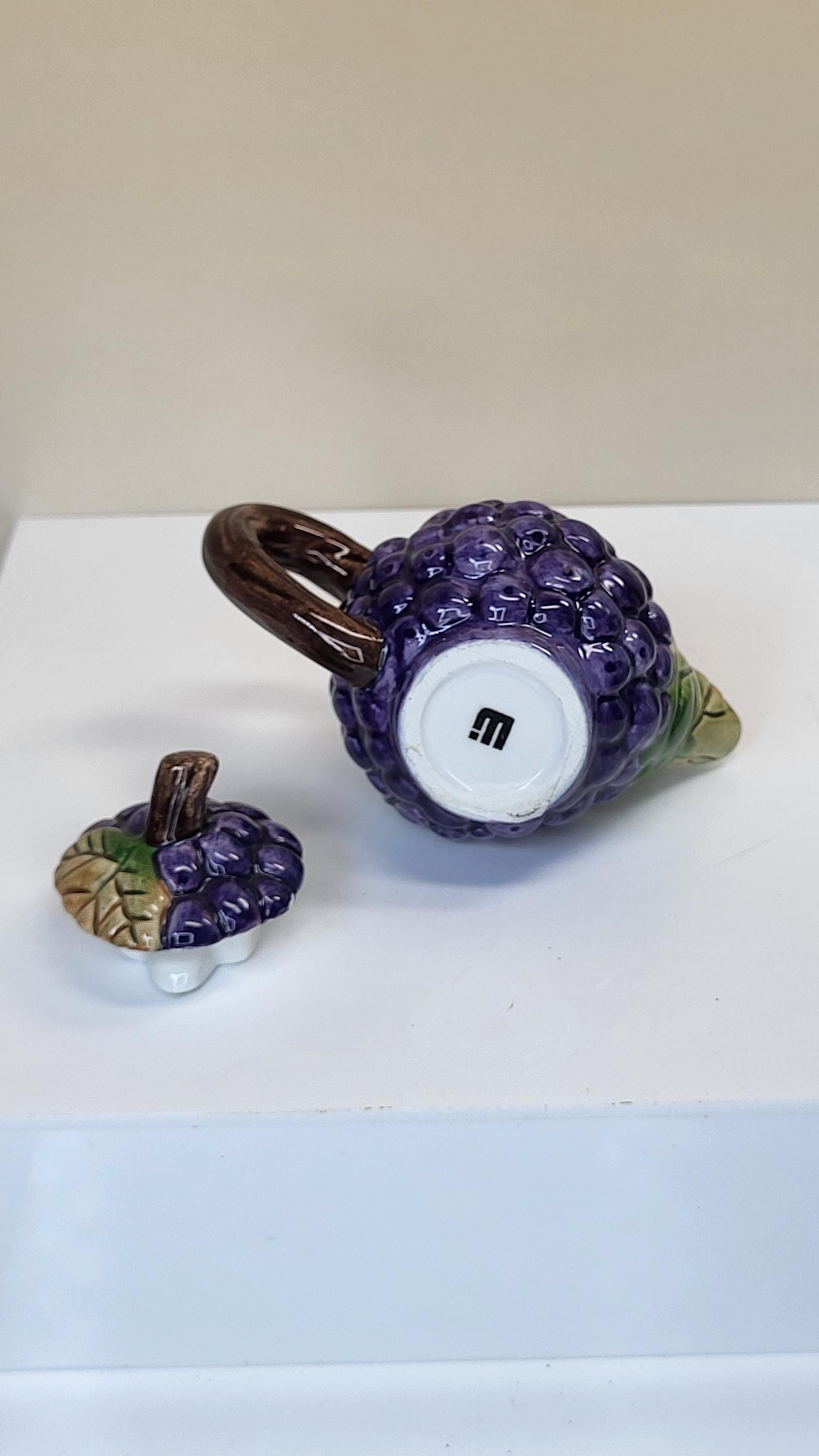 Vintage Hand-Painted Miniature Grape Teapot view 6
