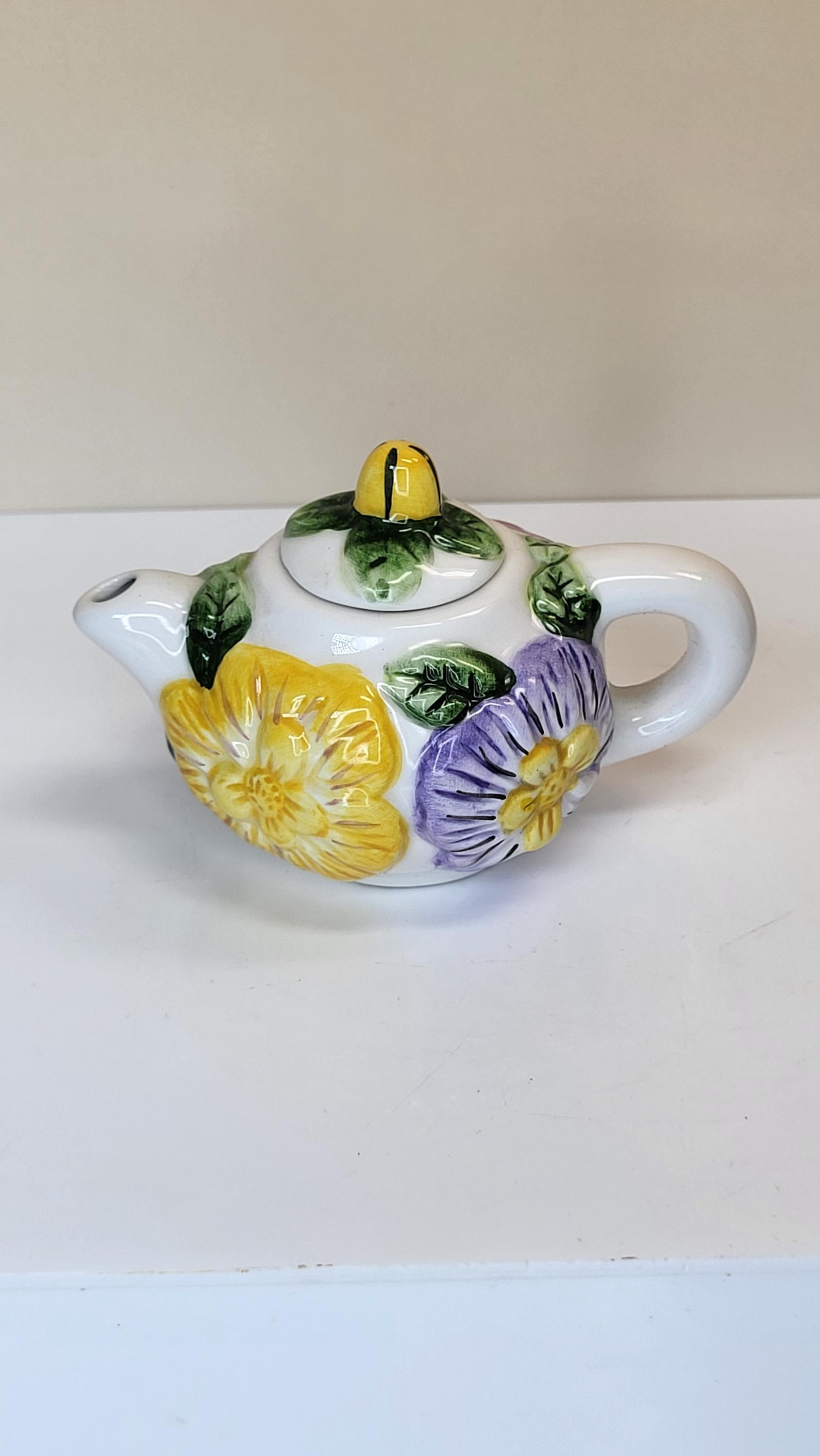 Vintage Hand Painted Floral Teapot view 2