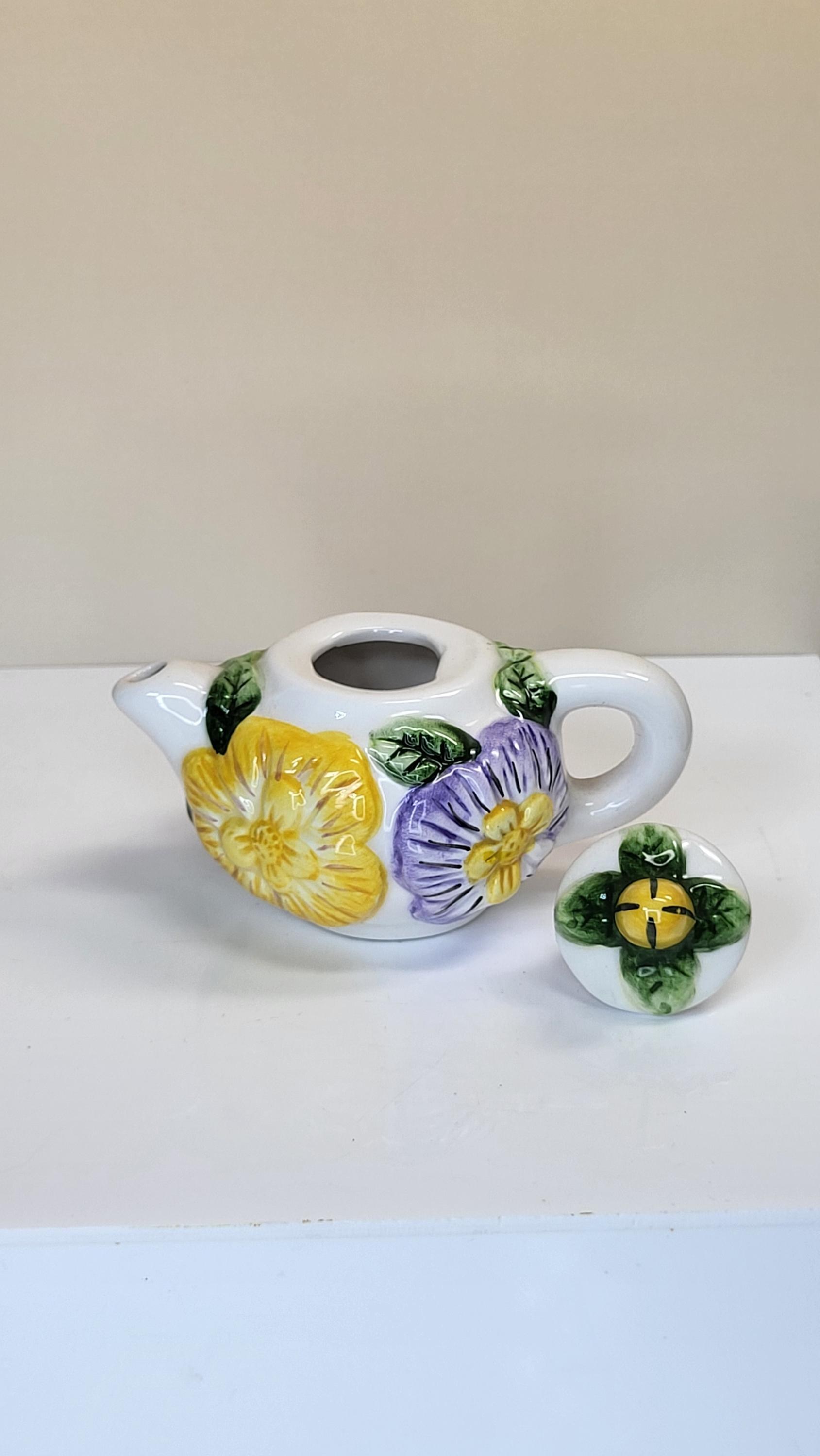 Vintage Hand Painted Floral Teapot view 3