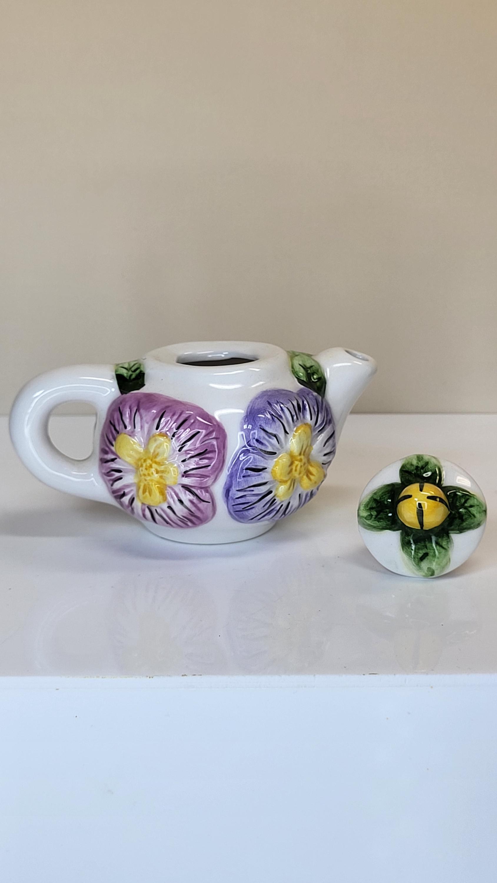 Vintage Hand Painted Floral Teapot view 4