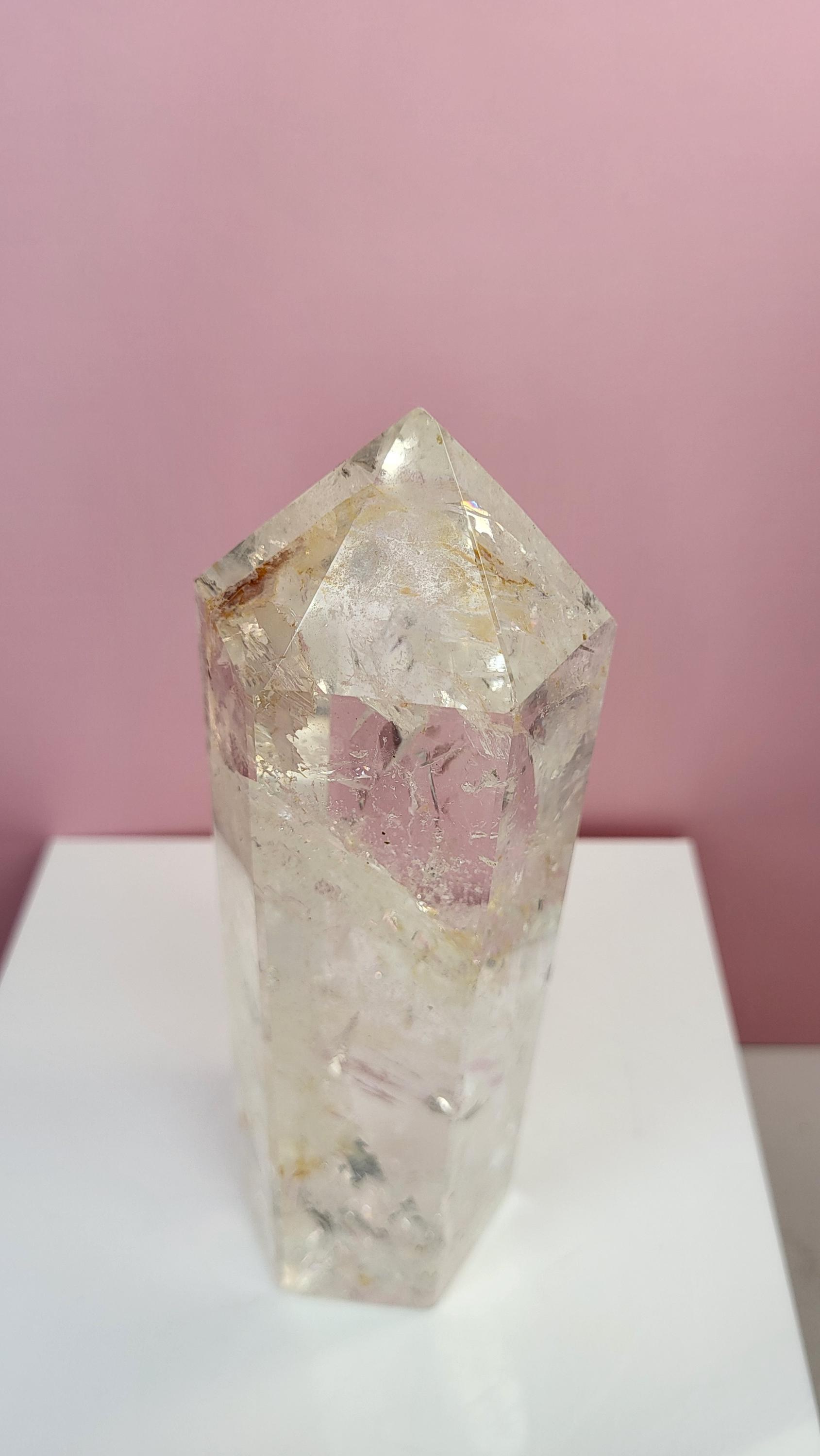 2 pound 7 inch tall quartz crystal tower obelisk with amazing and beautiful inclusions view 6