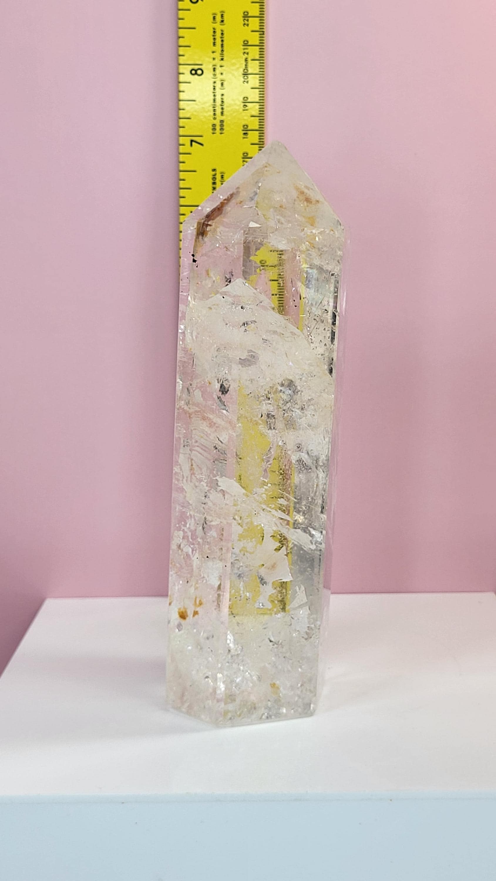 2 pound 7 inch tall quartz crystal tower obelisk with amazing and beautiful inclusions view 7