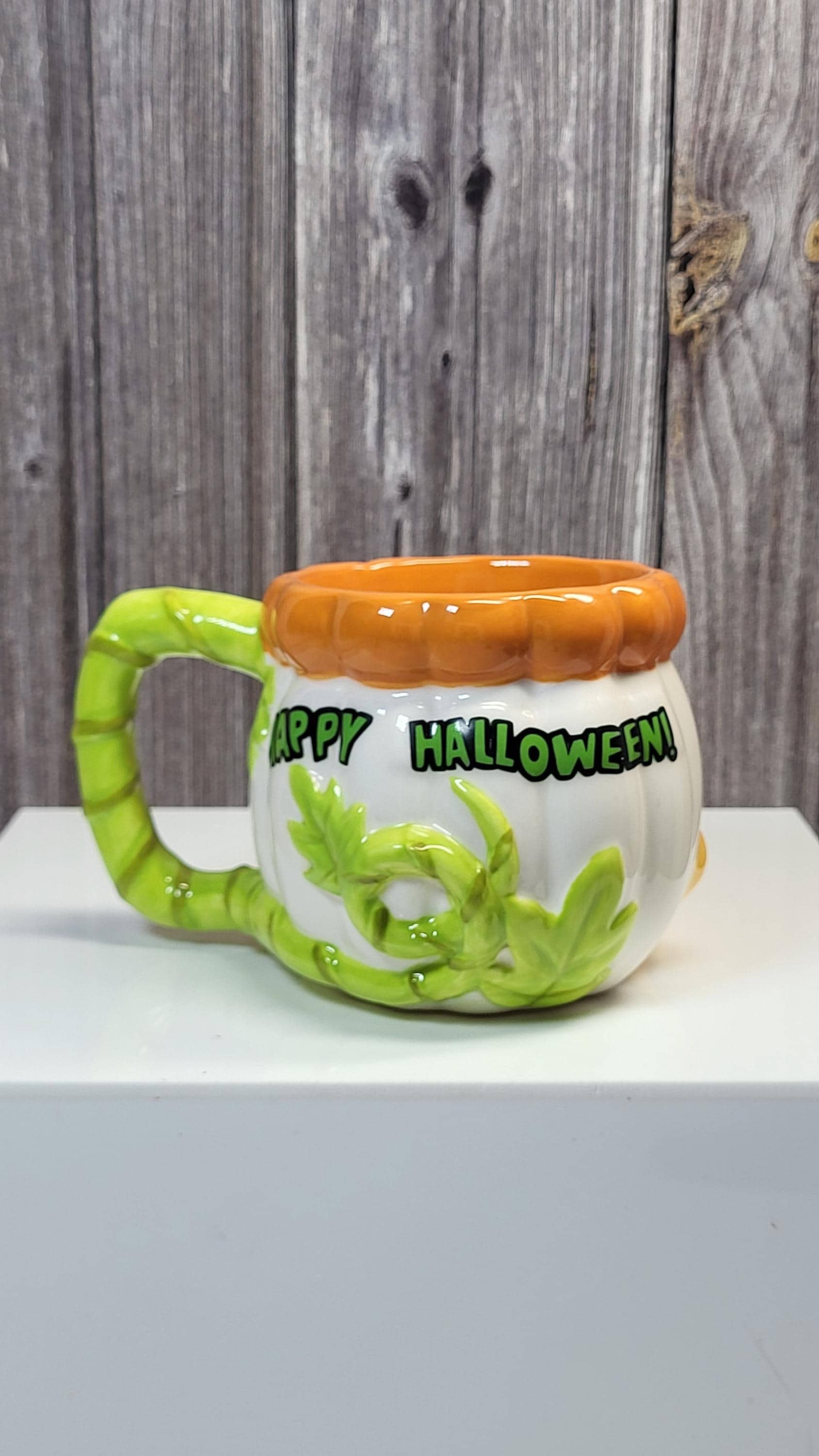 Vintage Disney Store Donald Duck Halloween Pumpkin Mini Mug, Figural Collectible Ceramic Coffee Cup view 2