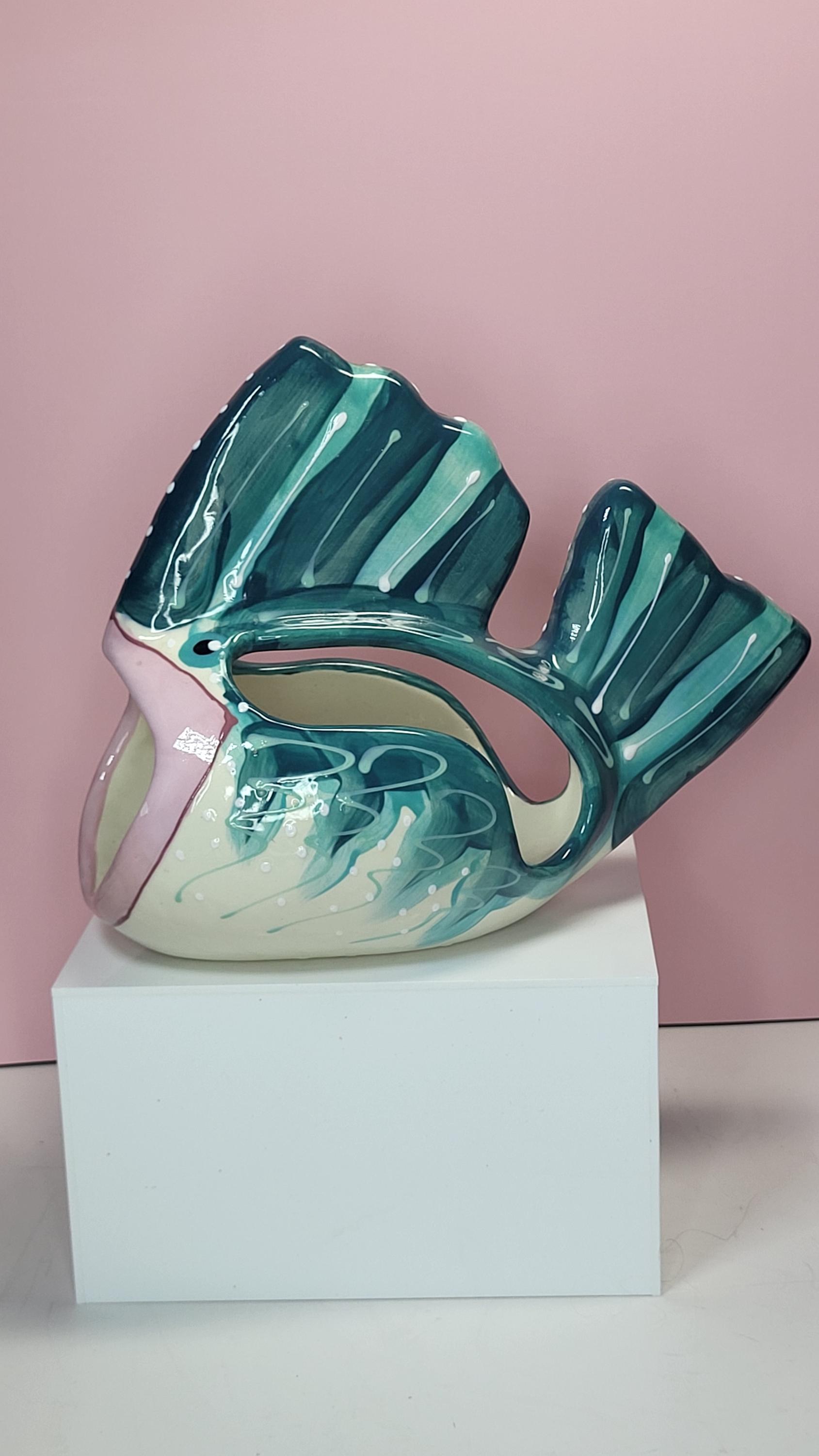 Vintage Fish Who Wants to Hold Your Sponges: Hand-Painted Glazed Ceramic Fish Art for Coastal Decor view 8