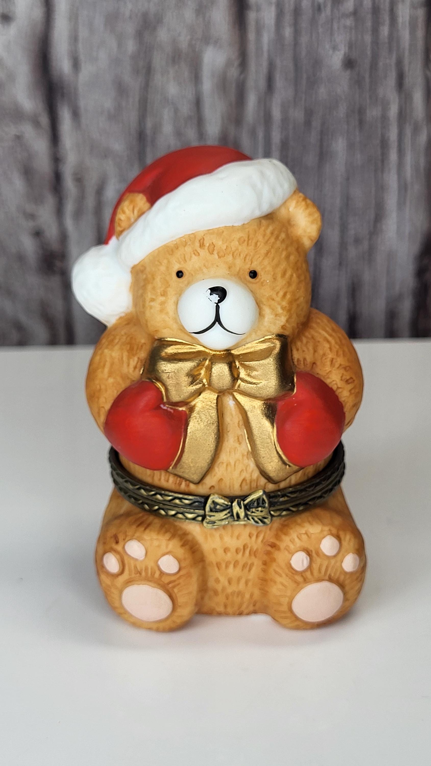 Vintage JCM Service Merchandise Christmas Teddy Bear Hinged Trinket Box Set of 2 view 11