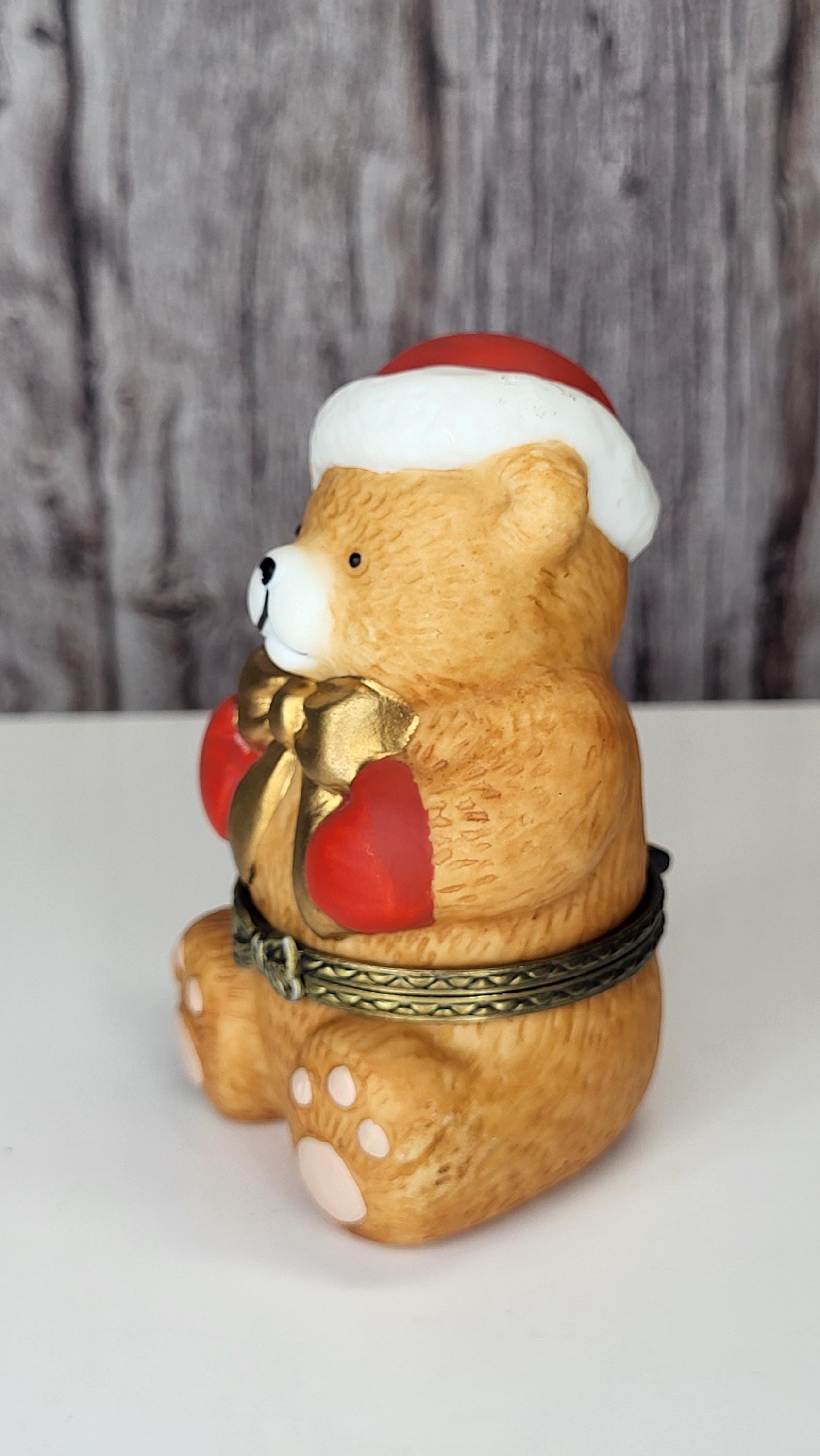 Vintage JCM Service Merchandise Christmas Teddy Bear Hinged Trinket Box Set of 2 view 12