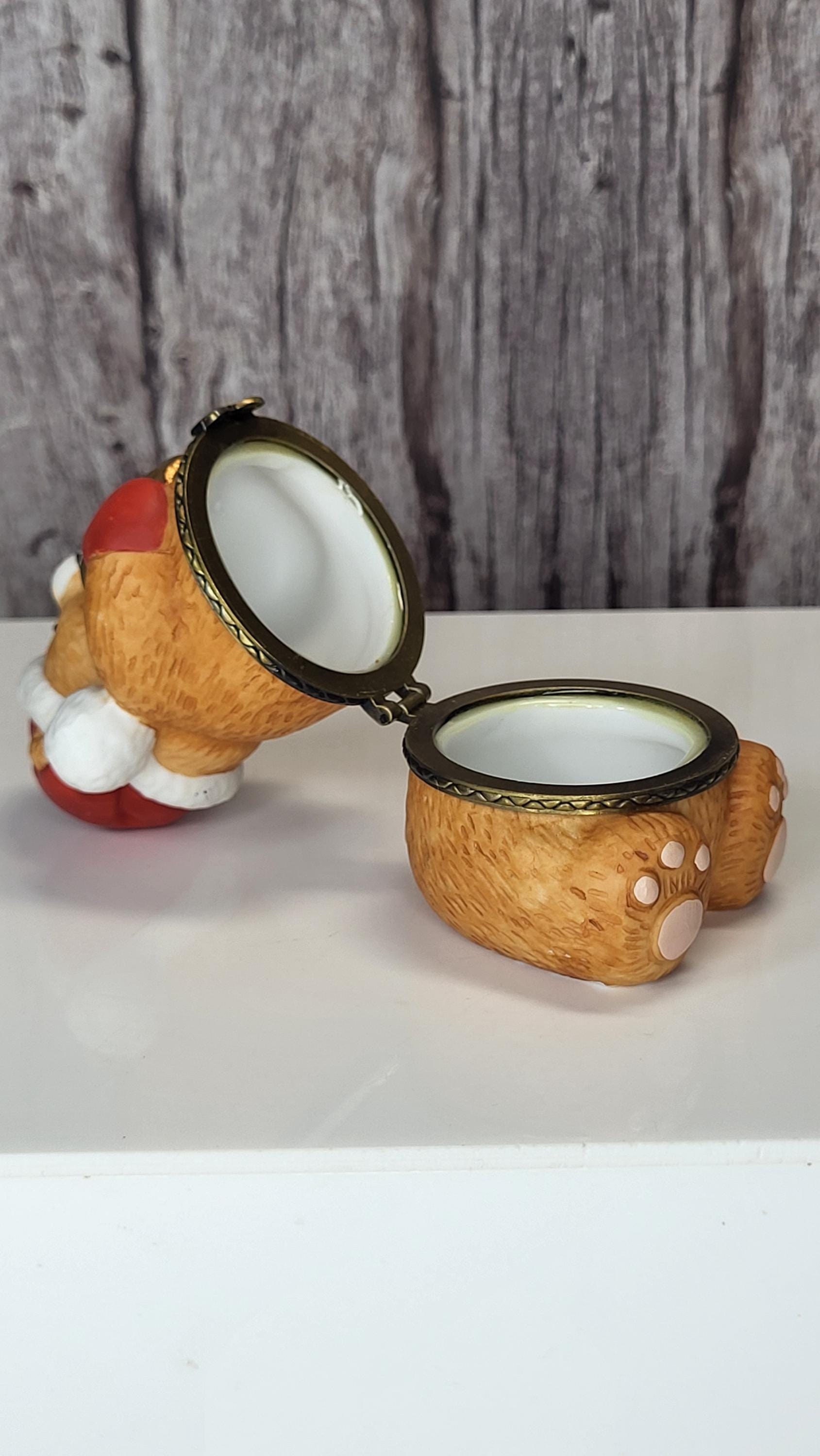 Vintage JCM Service Merchandise Christmas Teddy Bear Hinged Trinket Box Set of 2 view 16
