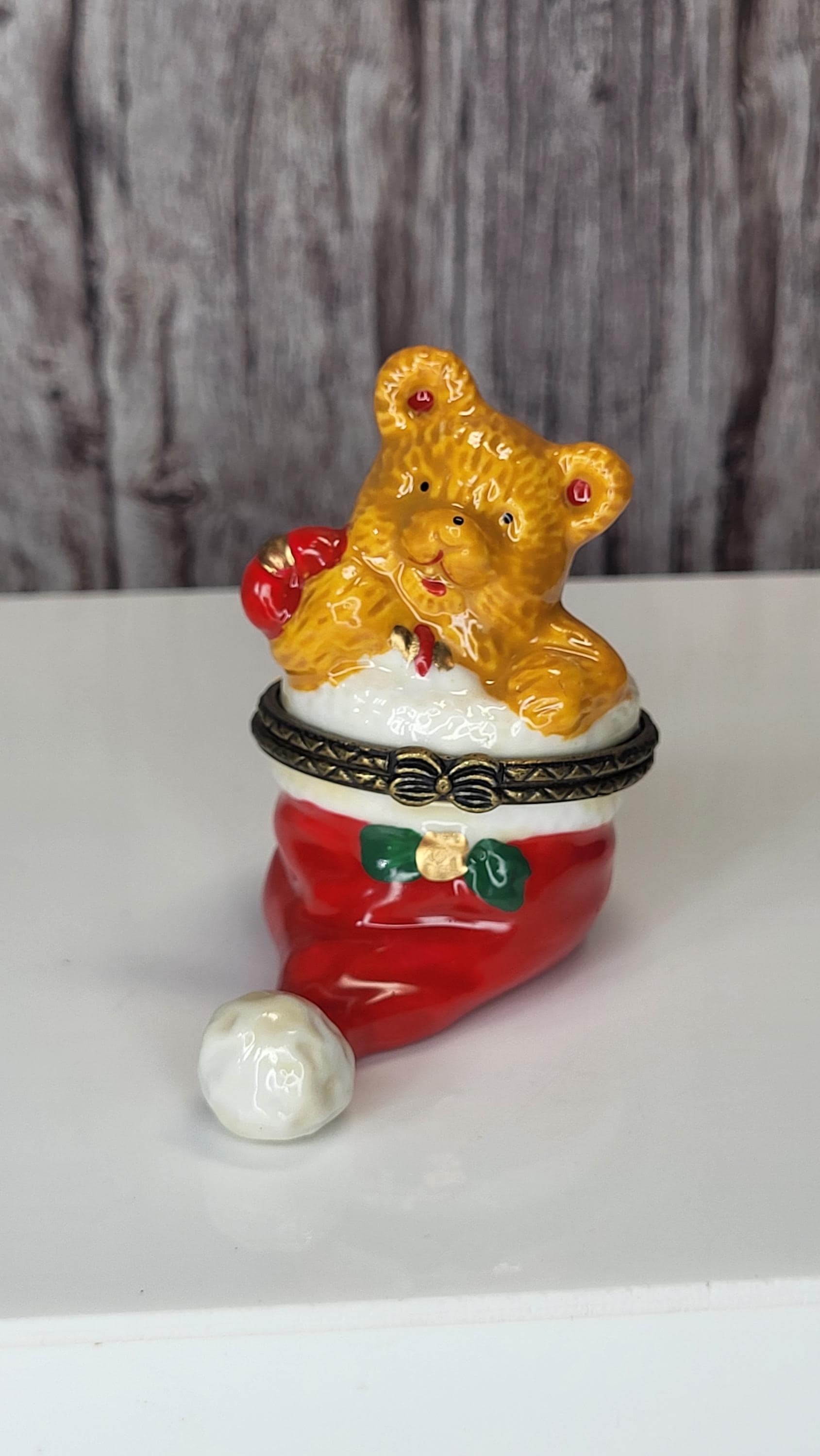 Vintage JCM Service Merchandise Christmas Teddy Bear Hinged Trinket Box Set of 2 view 5