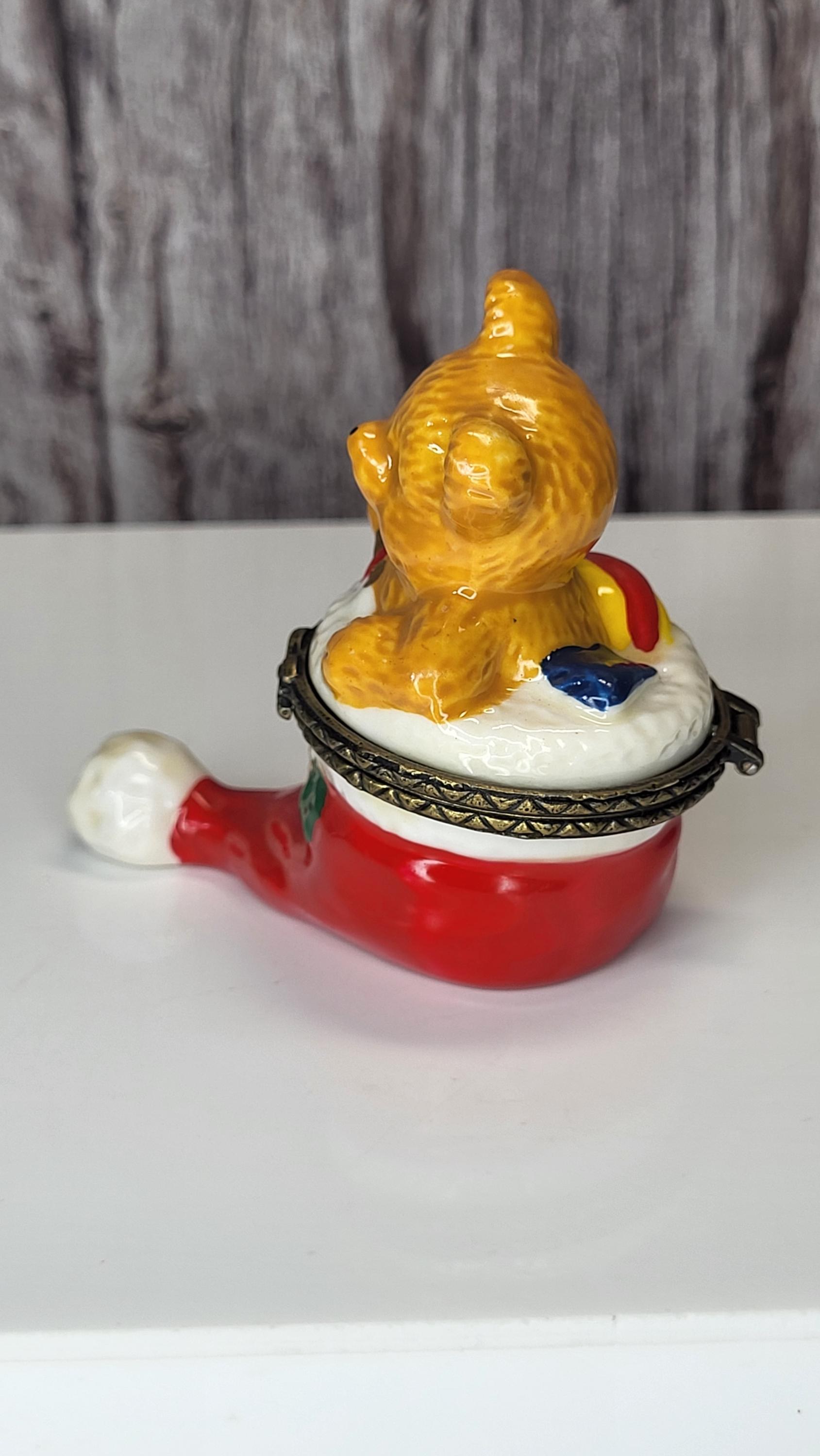Vintage JCM Service Merchandise Christmas Teddy Bear Hinged Trinket Box Set of 2 view 6