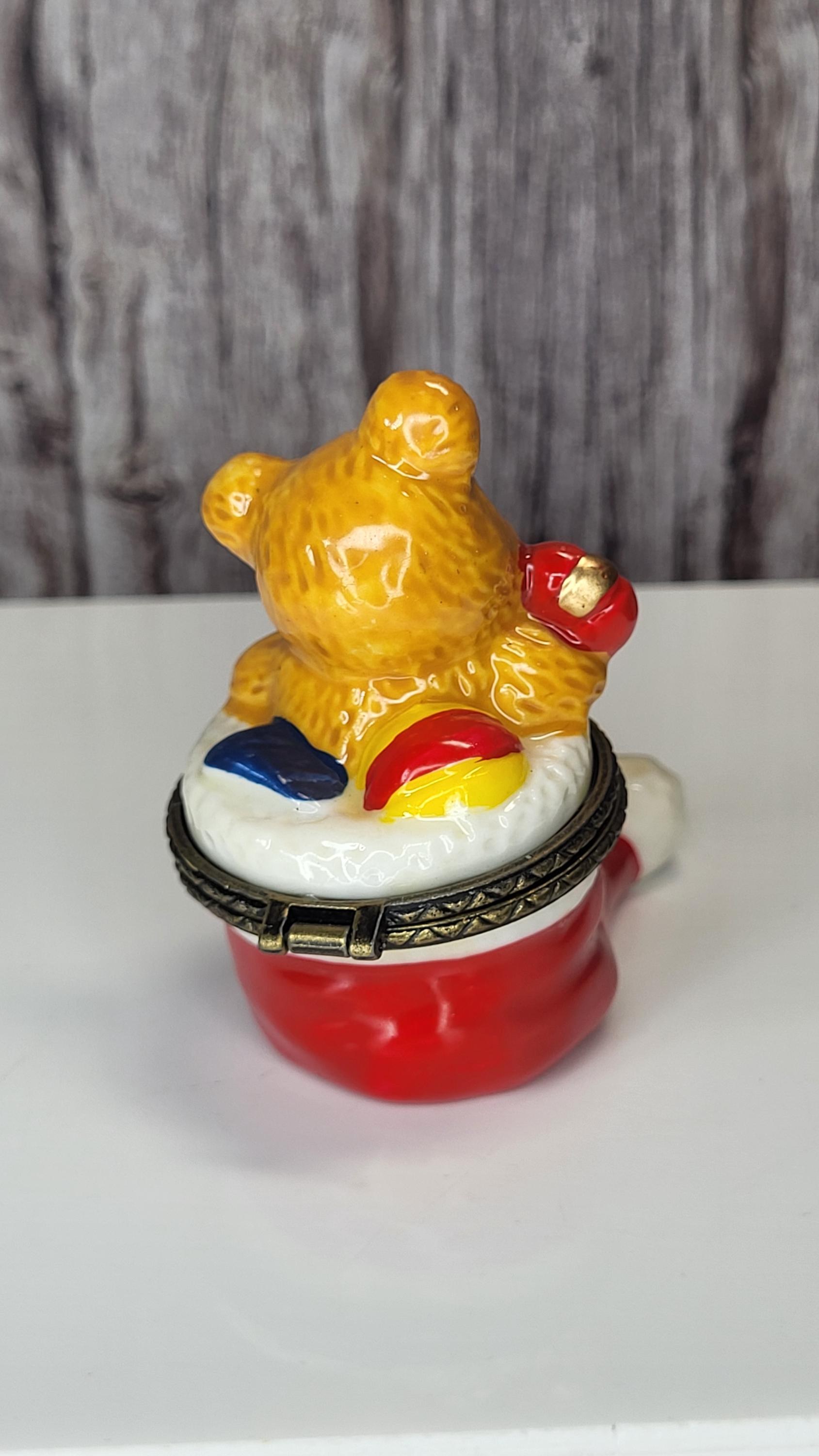 Vintage JCM Service Merchandise Christmas Teddy Bear Hinged Trinket Box Set of 2 view 7