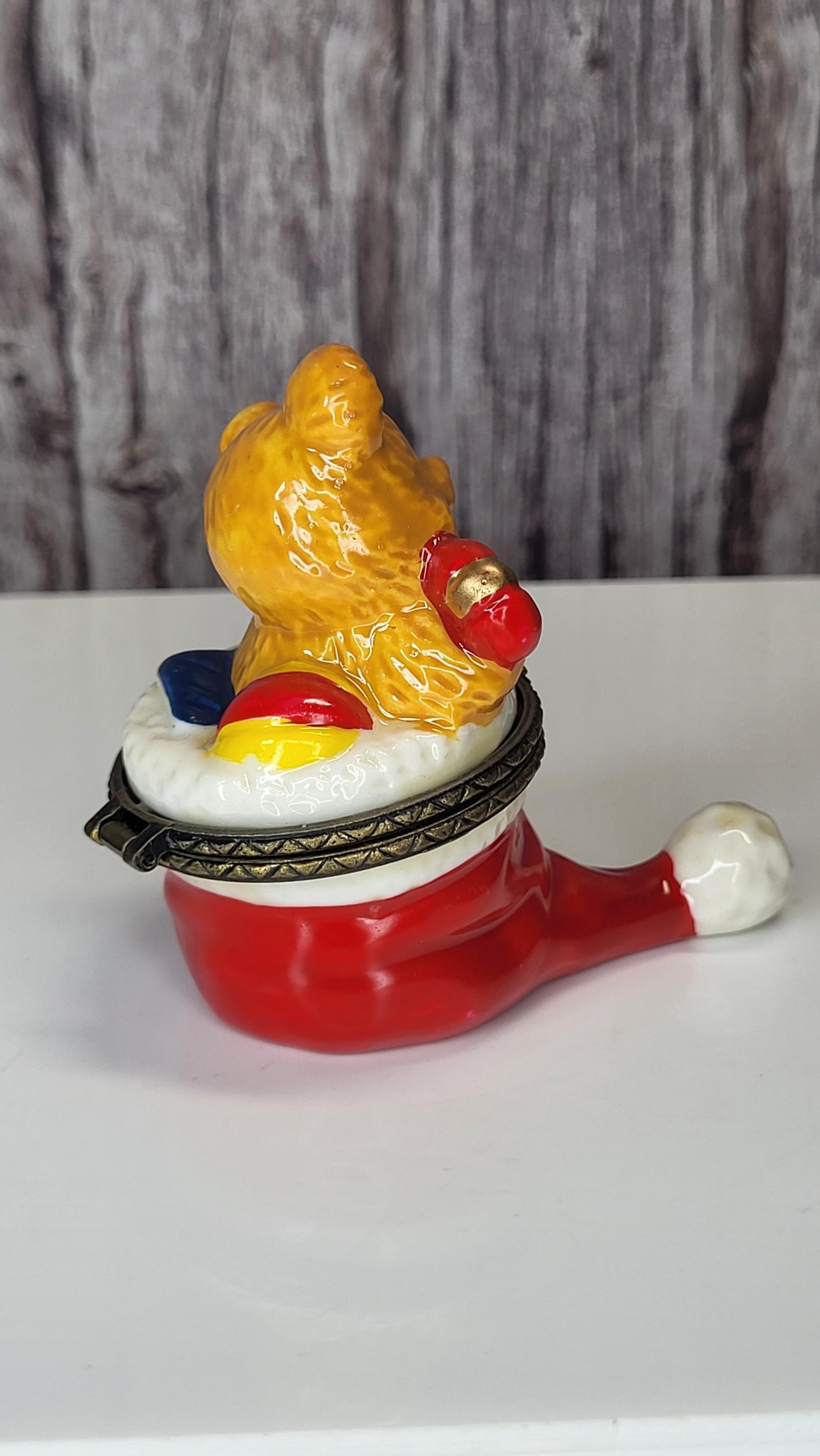 Vintage JCM Service Merchandise Christmas Teddy Bear Hinged Trinket Box Set of 2 view 8
