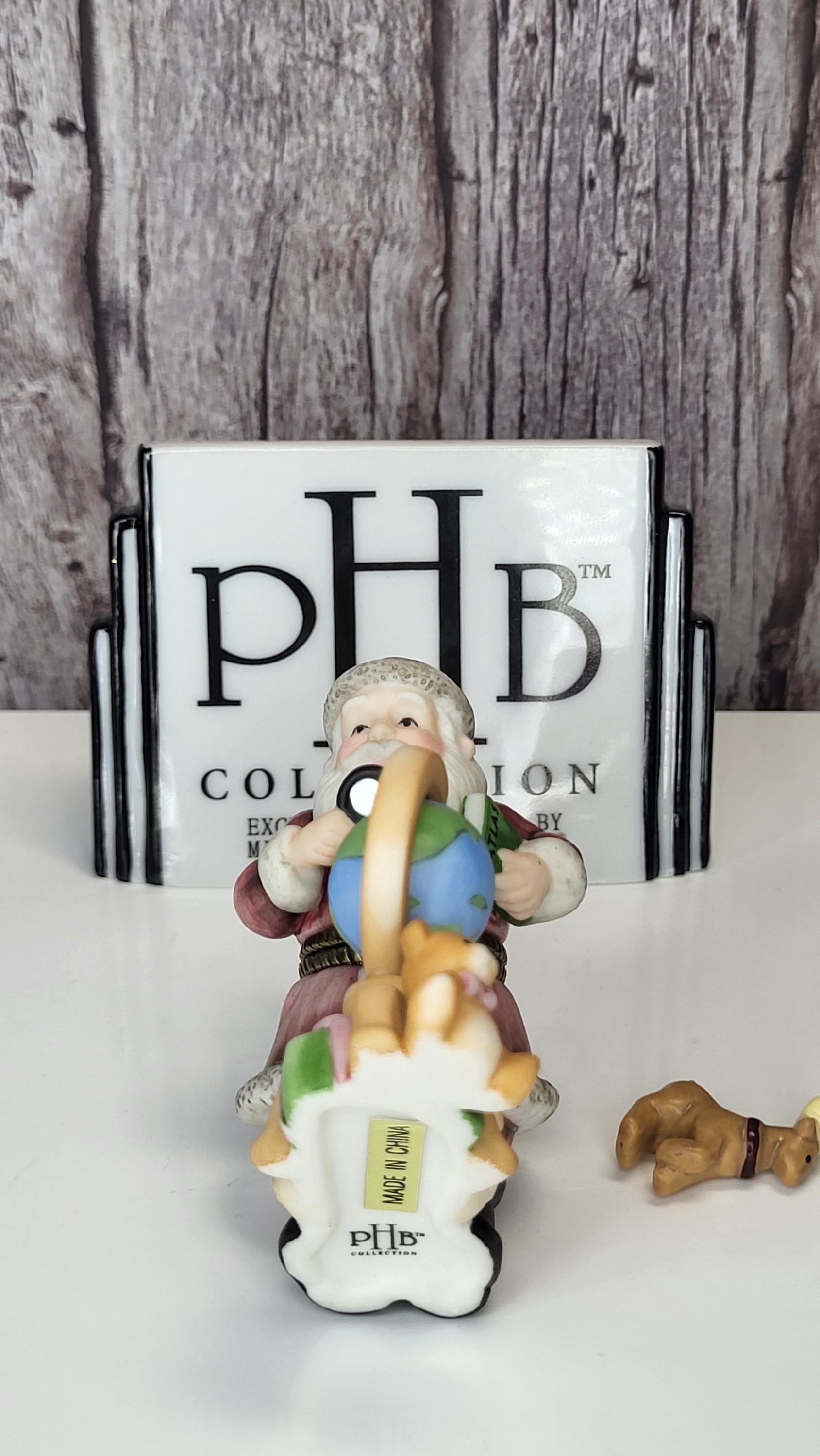Midwest of Cannon Falls Santa Series Hinged Trinket Box, "Santa Searching the Globe with Reindeer," Porcelain Hinged Box - Reindeer Trinket view 10