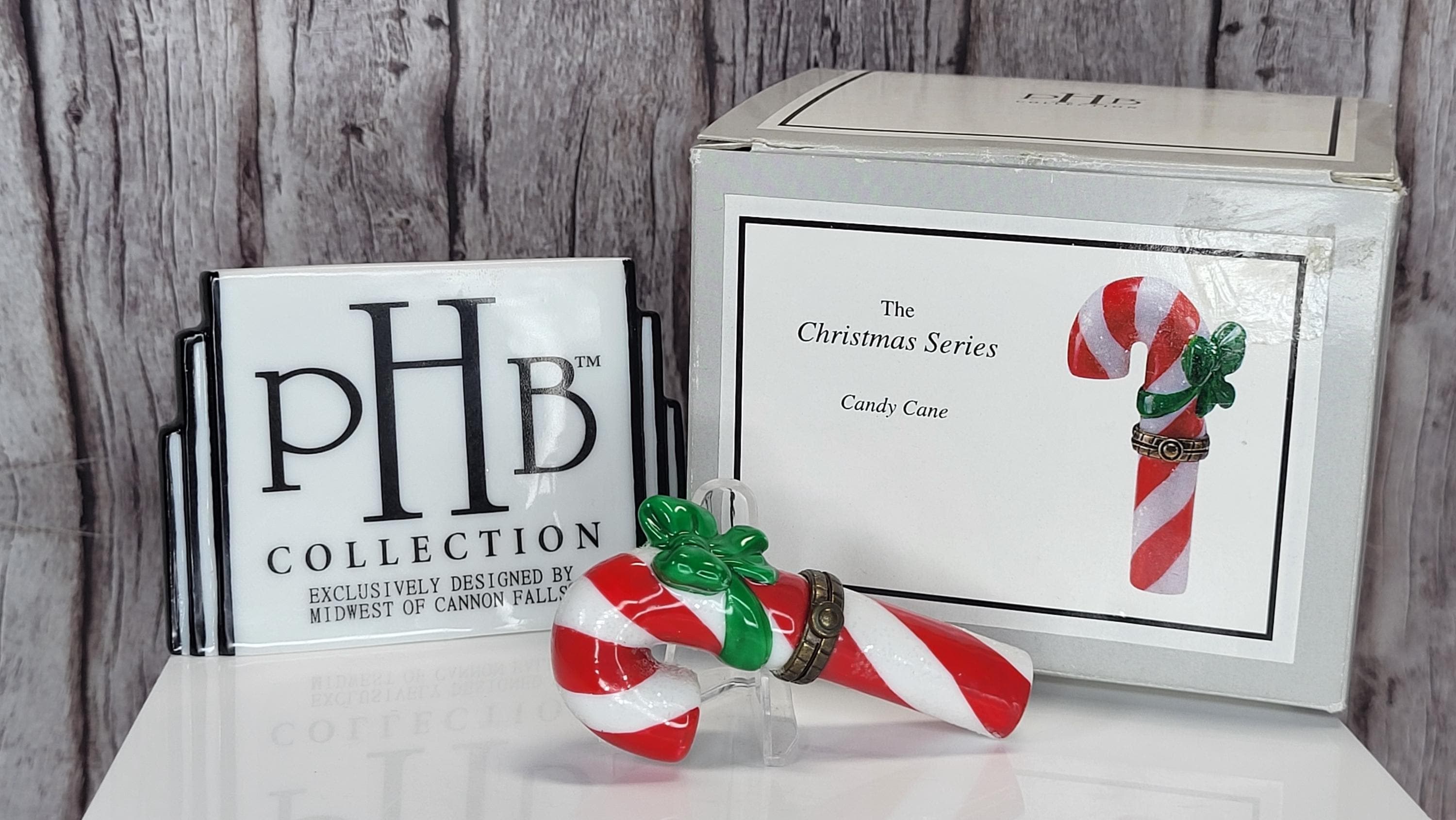 Very Rare Vintage Midwest of Cannon Falls PHB Collection Hinged Box Candy Cane The Christmas Series Porcelain Trinket Box - Like New