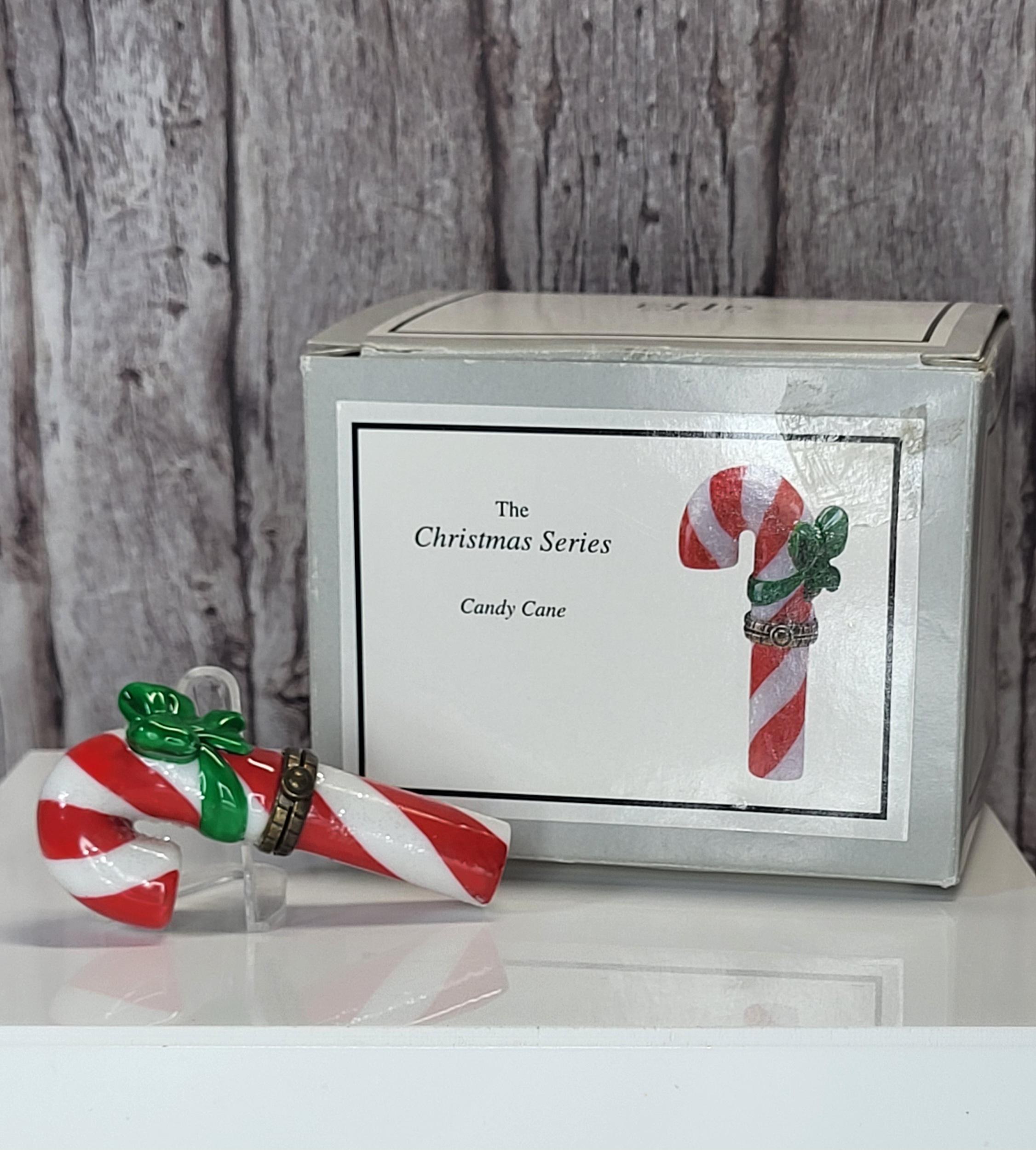 Very Rare Vintage Midwest of Cannon Falls PHB Collection Hinged Box Candy Cane The Christmas Series Porcelain Trinket Box - Like New view 2