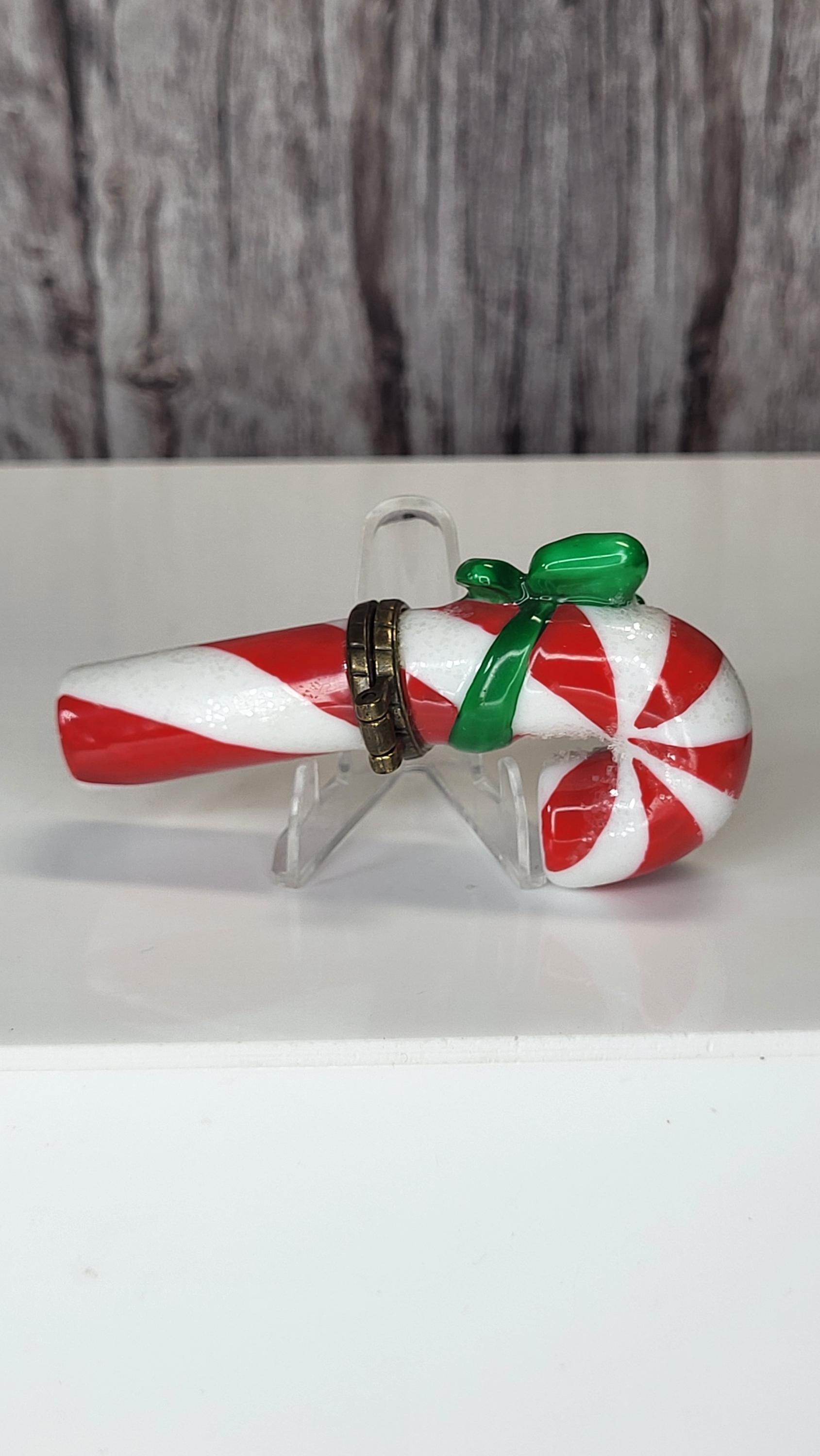 Very Rare Vintage Midwest of Cannon Falls PHB Collection Hinged Box Candy Cane The Christmas Series Porcelain Trinket Box - Like New view 4
