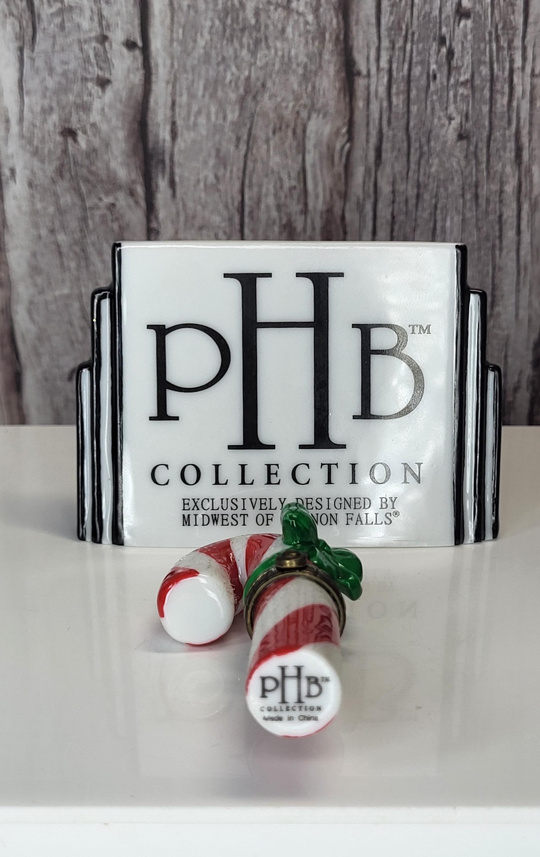 Very Rare Vintage Midwest of Cannon Falls PHB Collection Hinged Box Candy Cane The Christmas Series Porcelain Trinket Box - Like New view 5