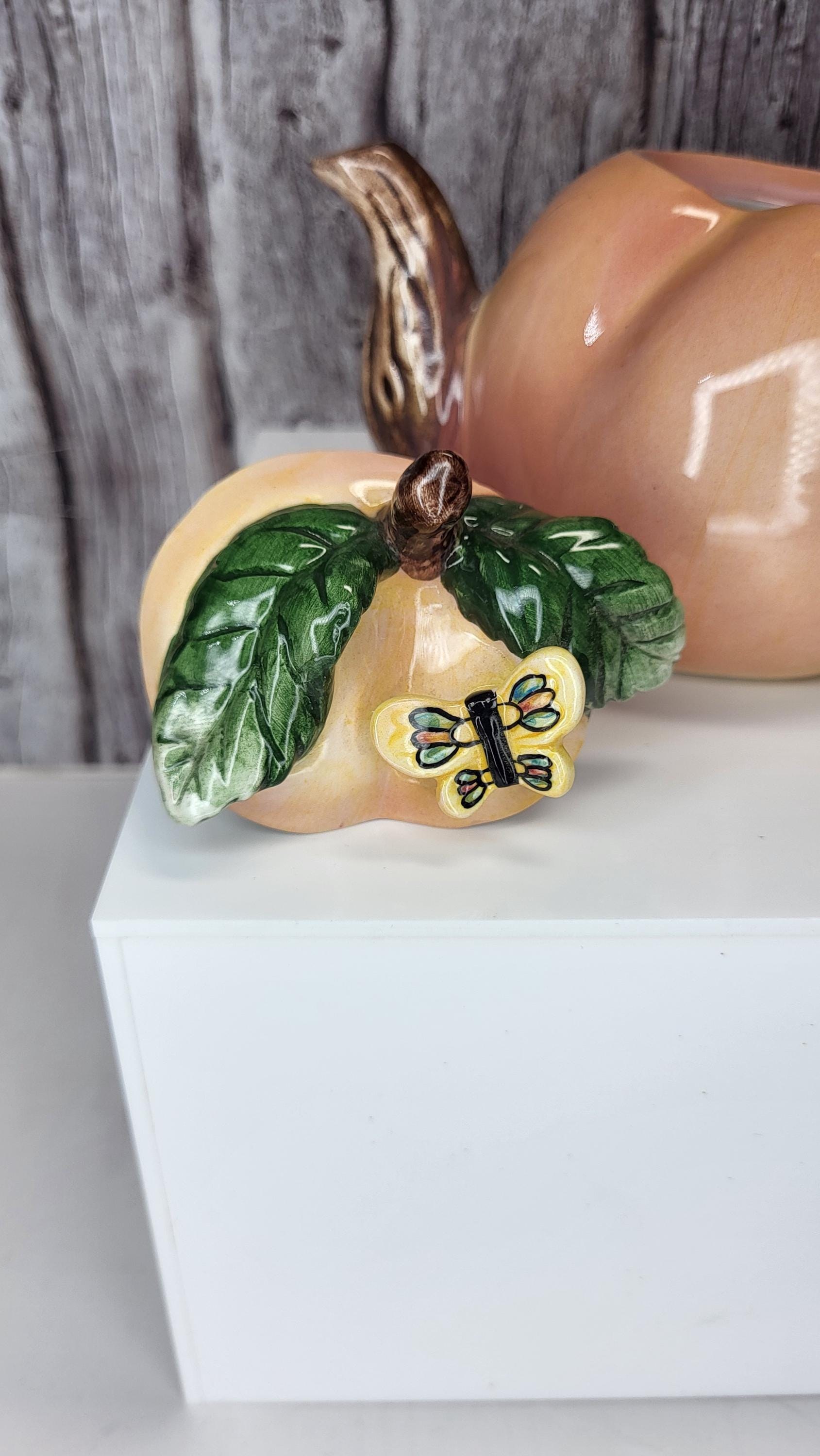 Whimsical Hand-Painted Fruit Teapot Set - Small Peach and Pear Ceramic Novelty Teapots - Unique Kitchen Decor view 17