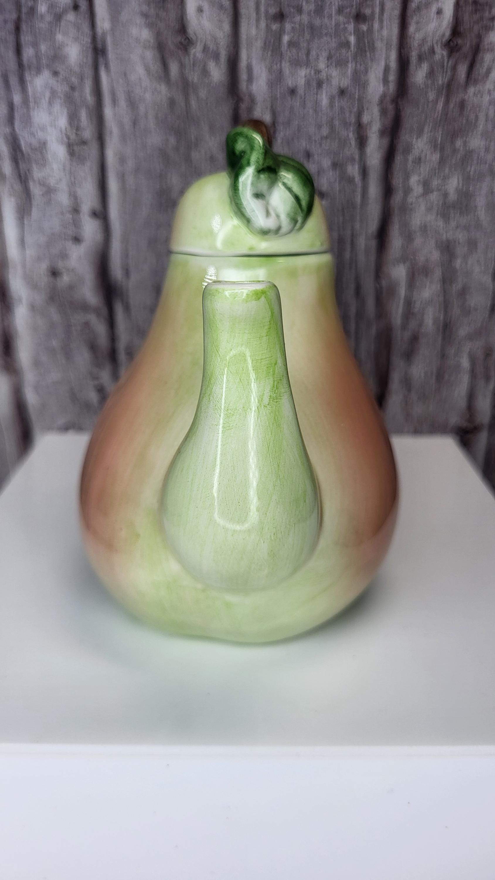 Whimsical Hand-Painted Fruit Teapot Set - Small Peach and Pear Ceramic Novelty Teapots - Unique Kitchen Decor view 8